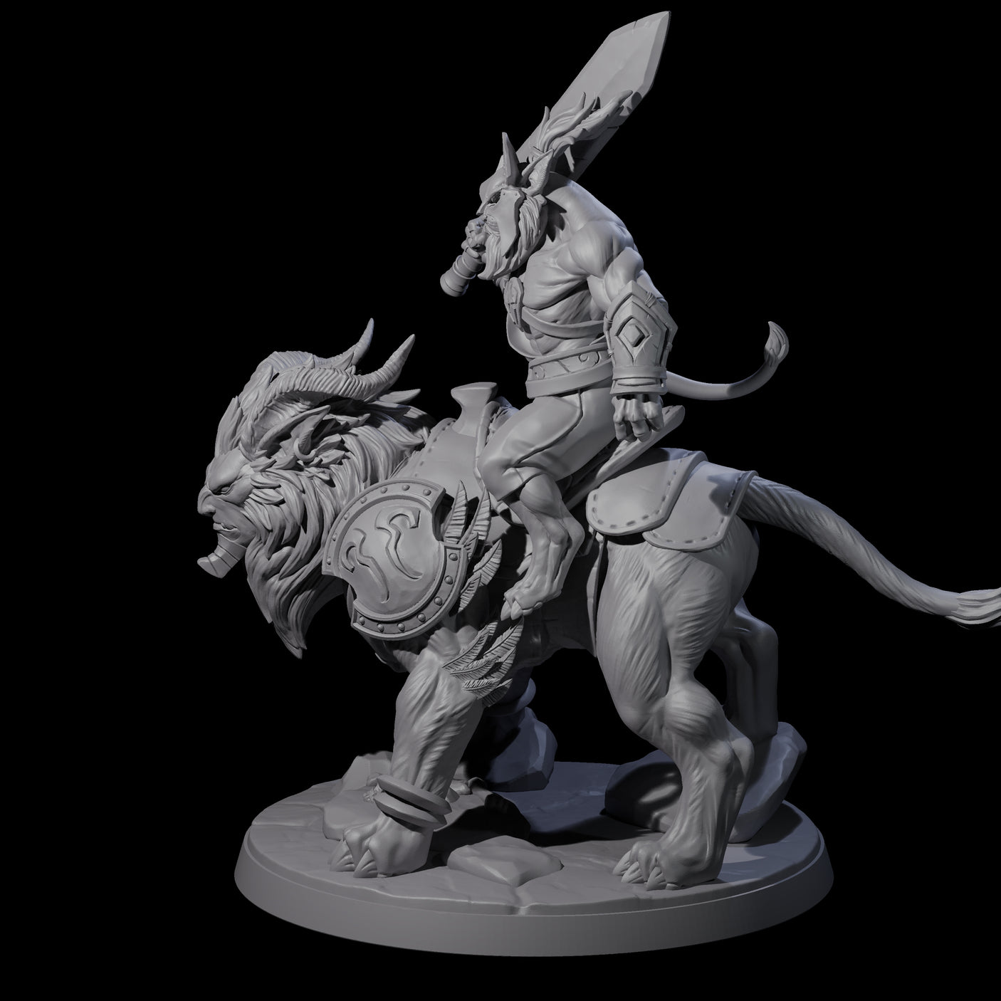 Storming Leonin Cavalry C Miniature for Dungeons and Dragons, Pathfinder or other TTRPGs