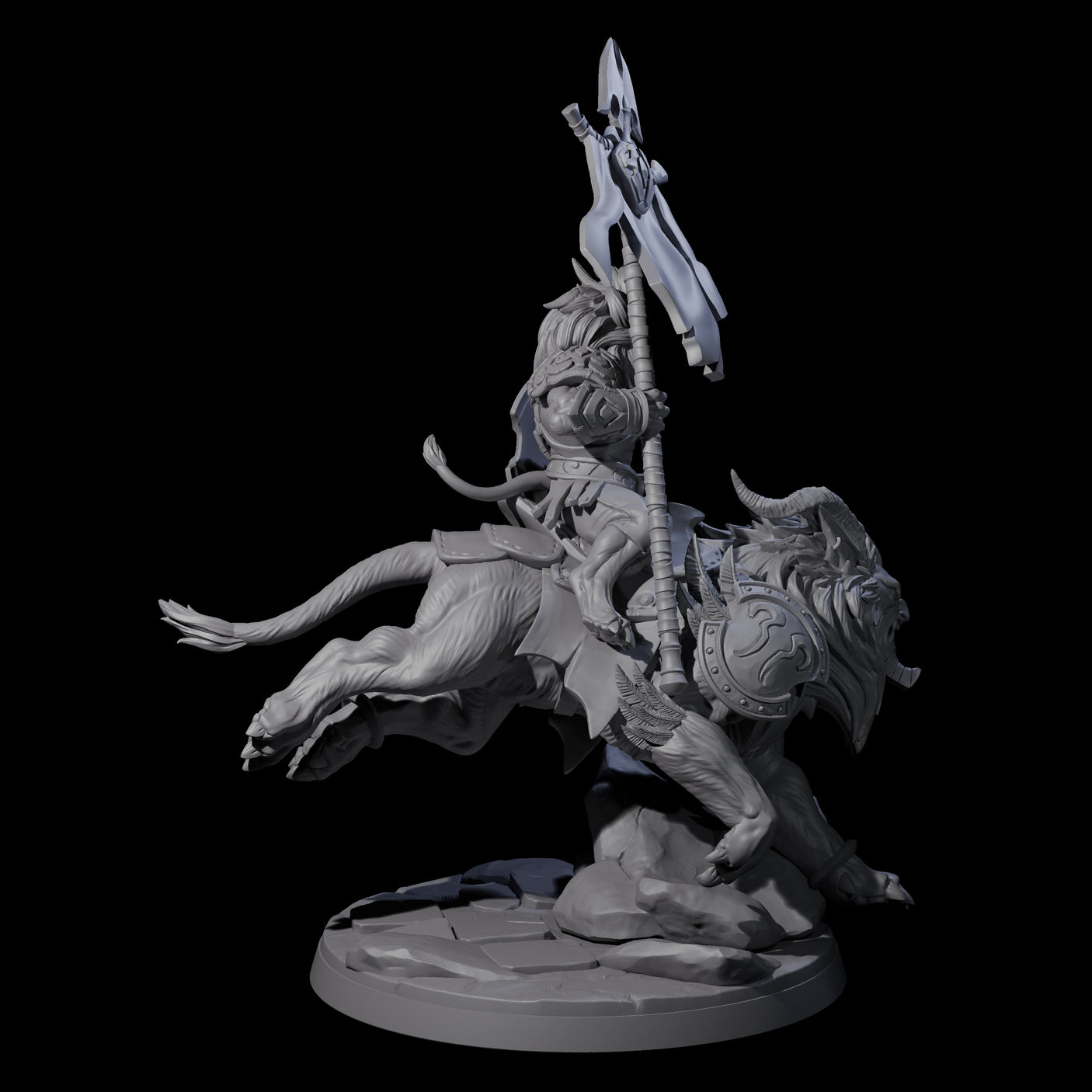 Storming Leonin Cavalry D Miniature for Dungeons and Dragons, Pathfinder or other TTRPGs