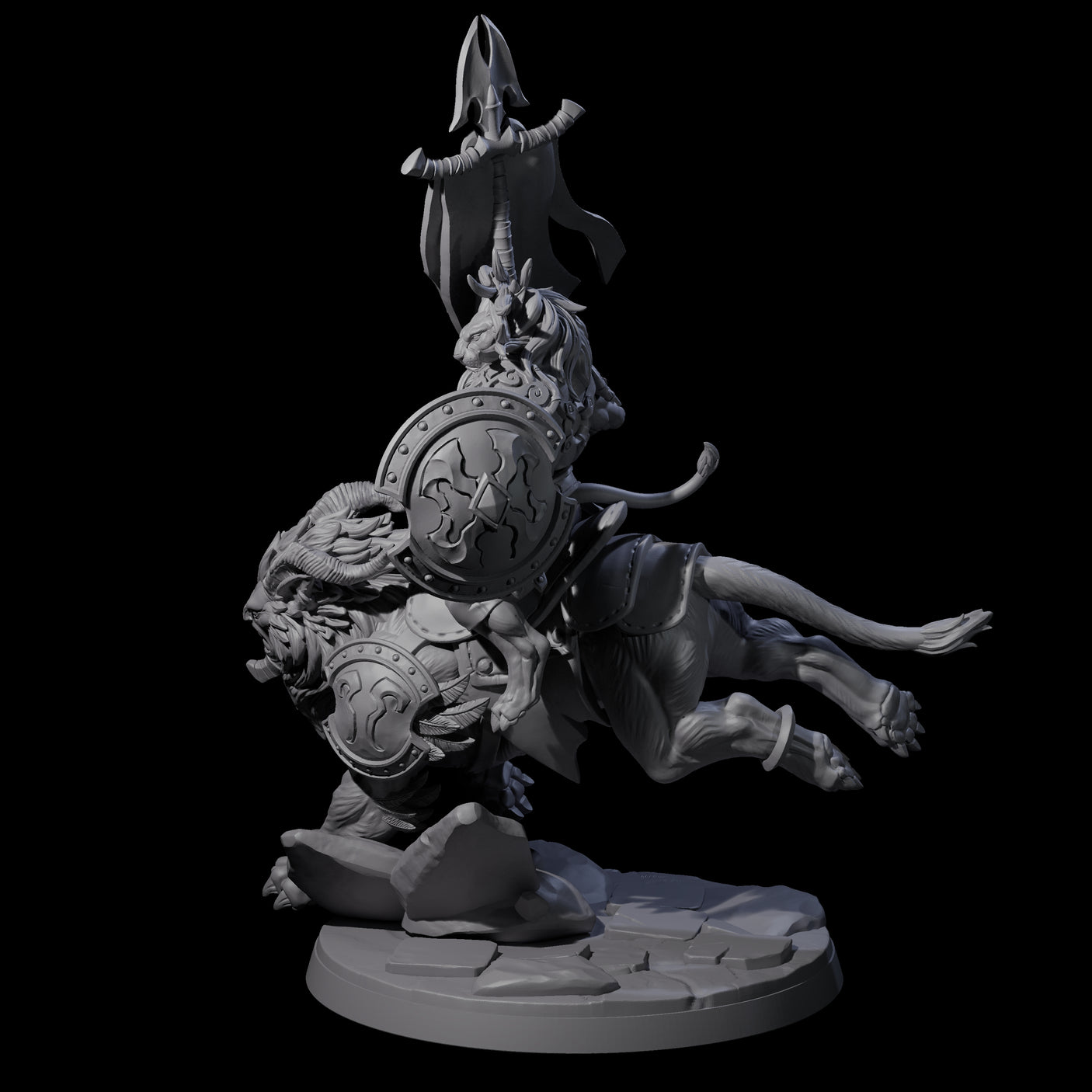 Storming Leonin Cavalry D Miniature for Dungeons and Dragons, Pathfinder or other TTRPGs