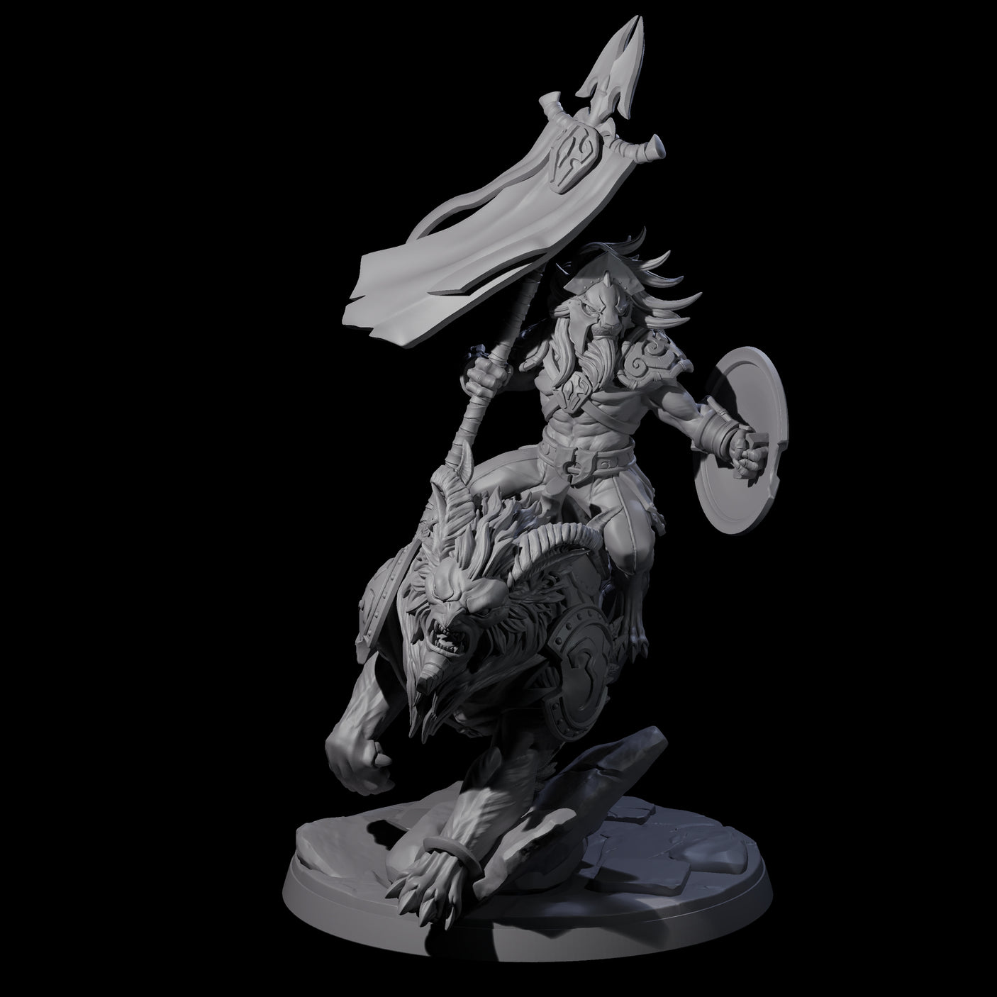 Storming Leonin Cavalry D Miniature for Dungeons and Dragons, Pathfinder or other TTRPGs