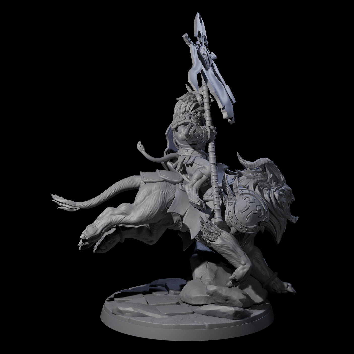 Storming Leonin Cavalry D Miniature for Dungeons and Dragons, Pathfinder or other TTRPGs