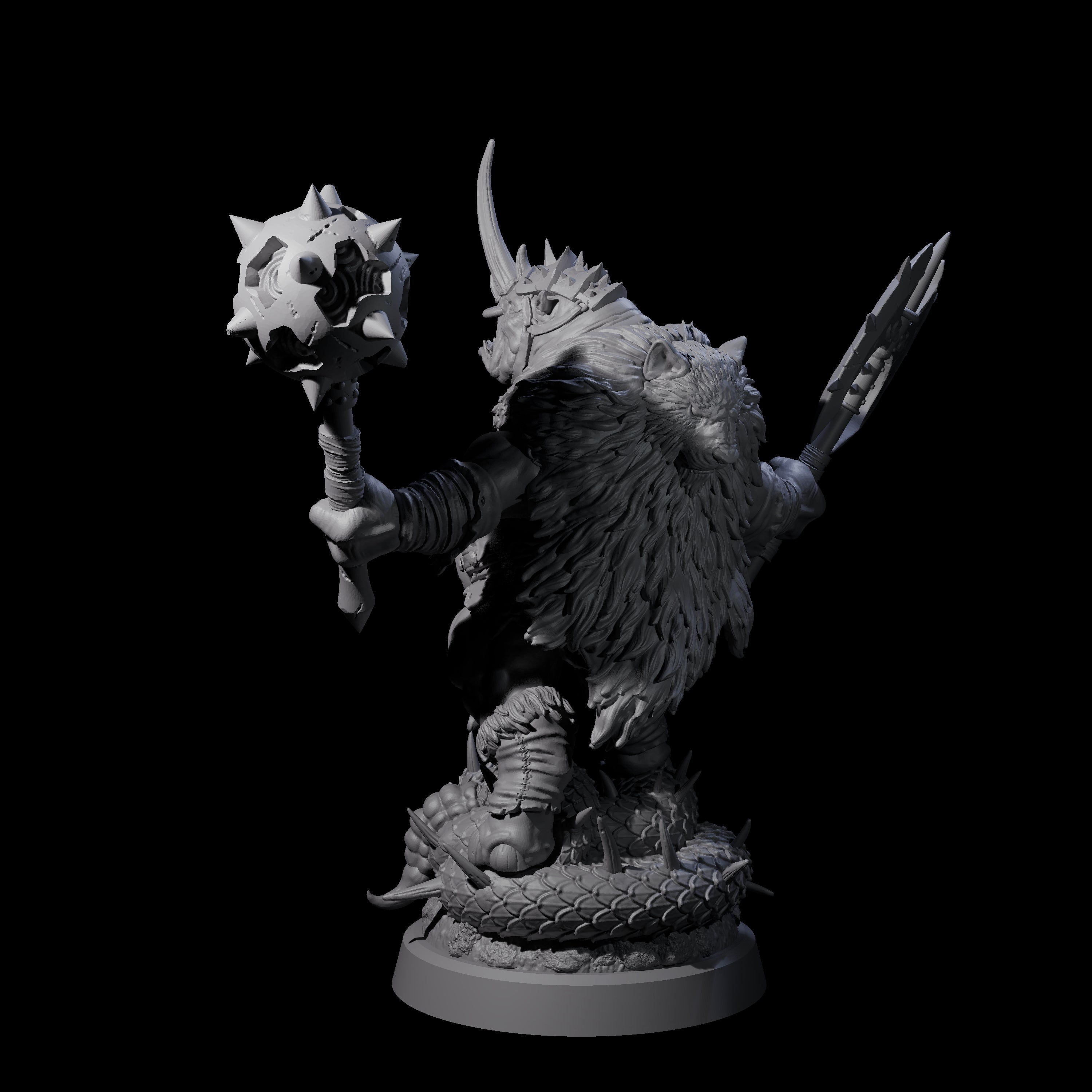Storming Rhinofolk Warrior Miniature for Dungeons and Dragons, Pathfinder or other TTRPGs