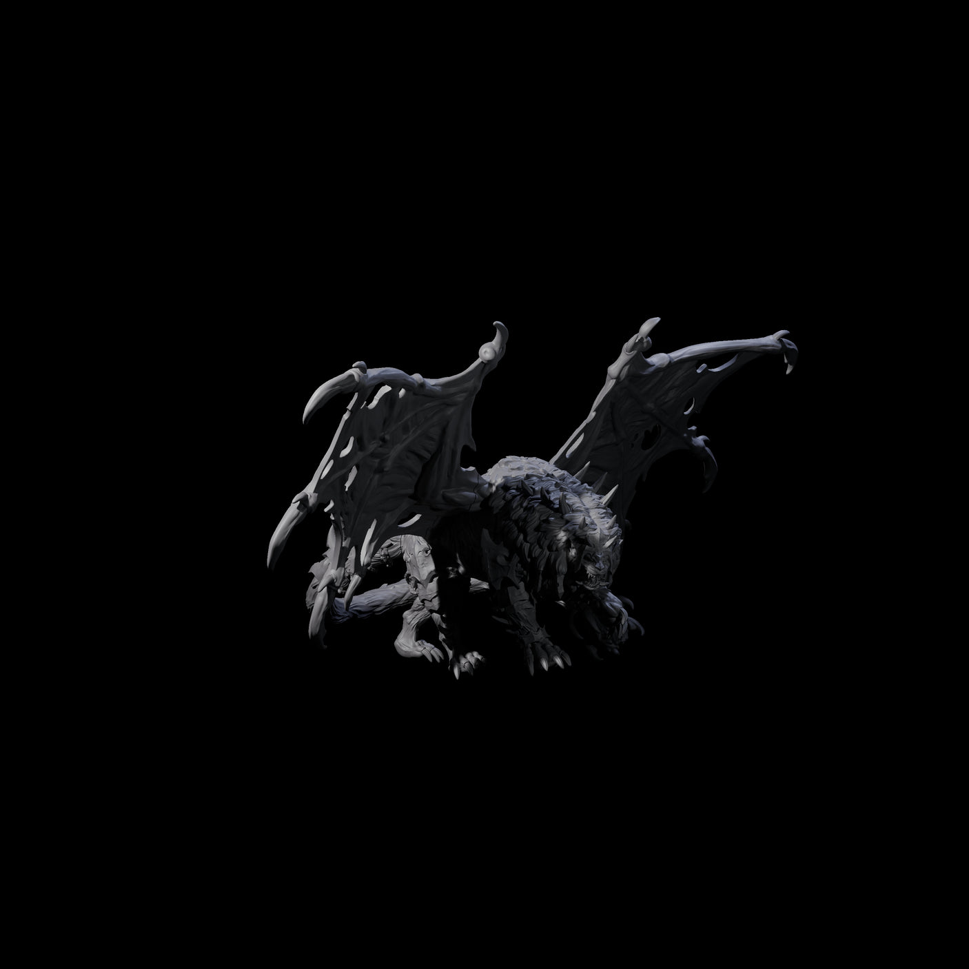 Stretching Dark Manticore A Miniature for Dungeons and Dragons, Pathfinder or other TTRPGs