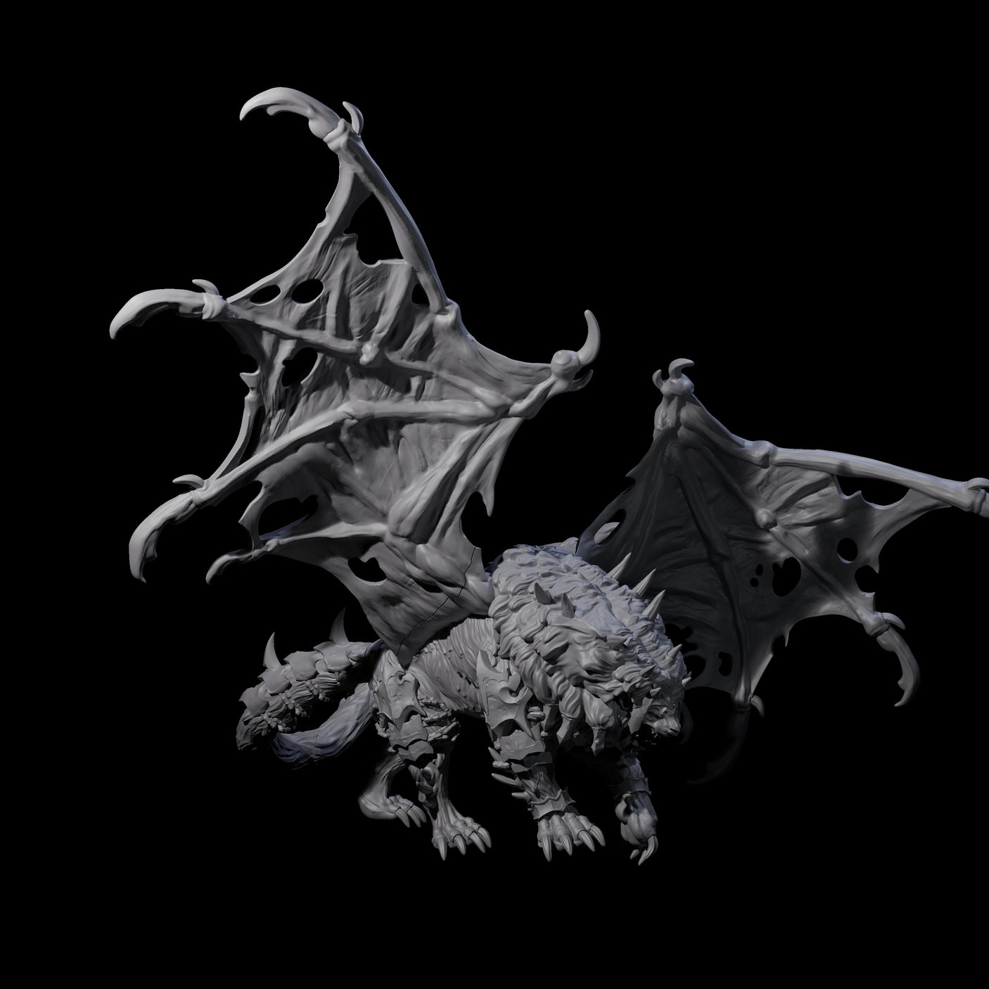 Stretching Dark Manticore B Miniature for Dungeons and Dragons, Pathfinder or other TTRPGs