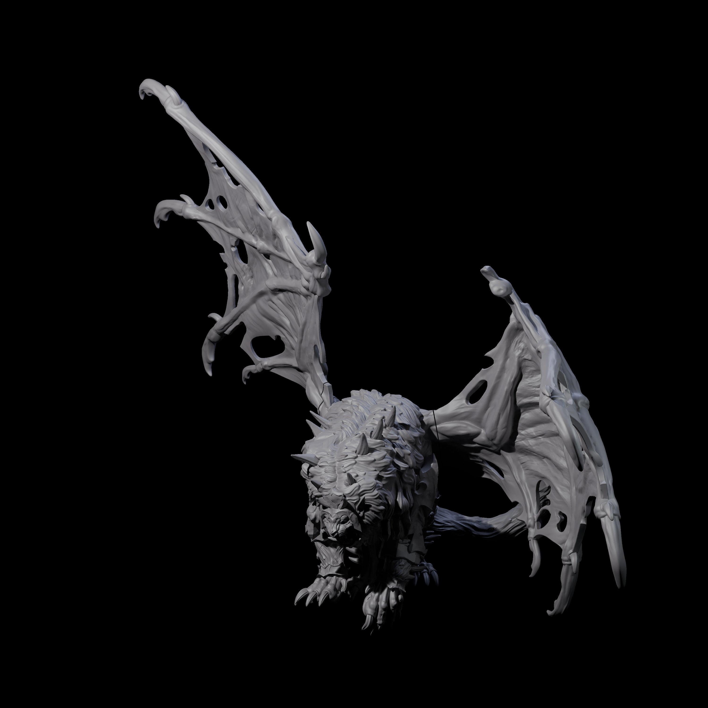 Stretching Dark Manticore B Miniature for Dungeons and Dragons, Pathfinder or other TTRPGs