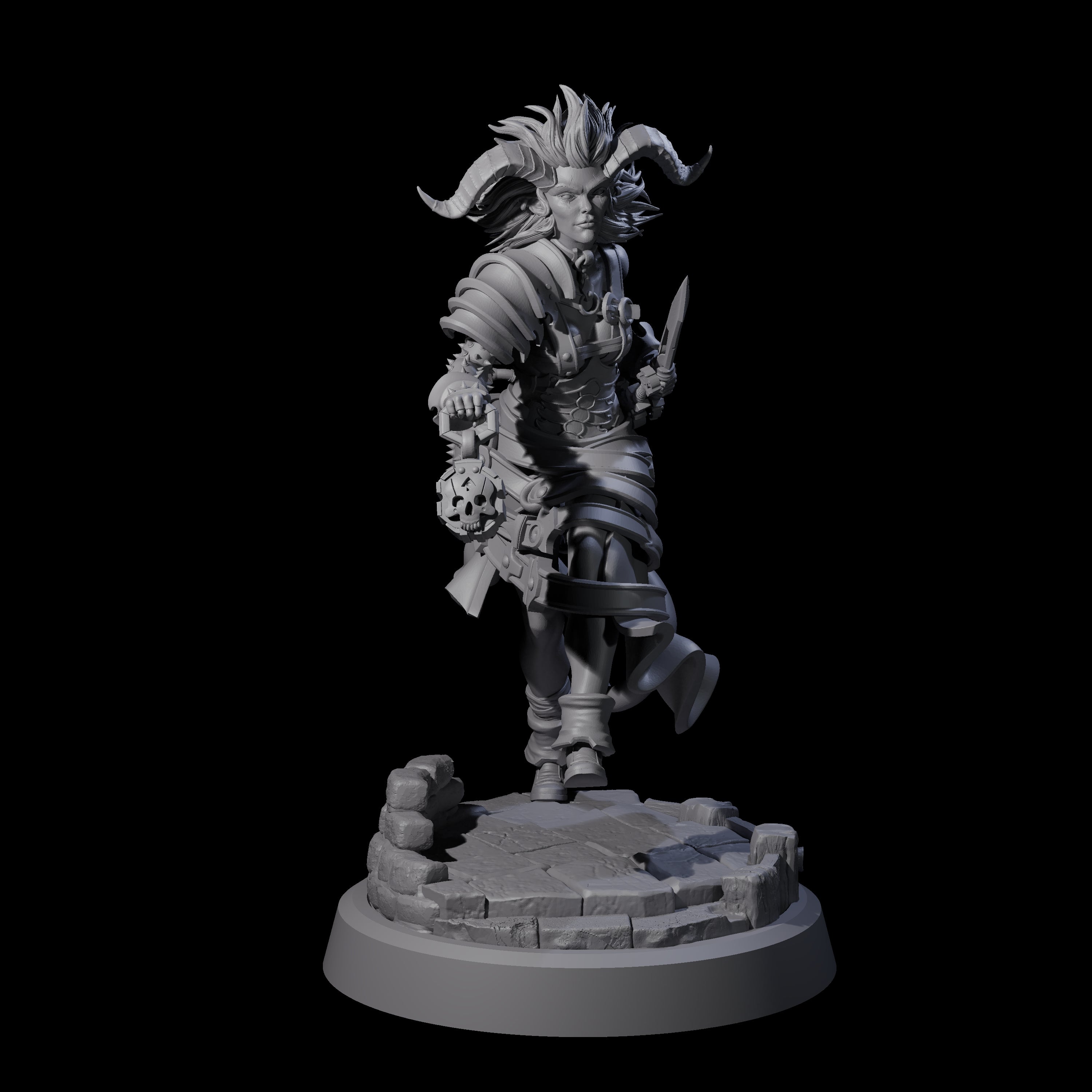 Striding Tiefling Adventurer Miniature for Dungeons and Dragons, Pathfinder or other TTRPGs