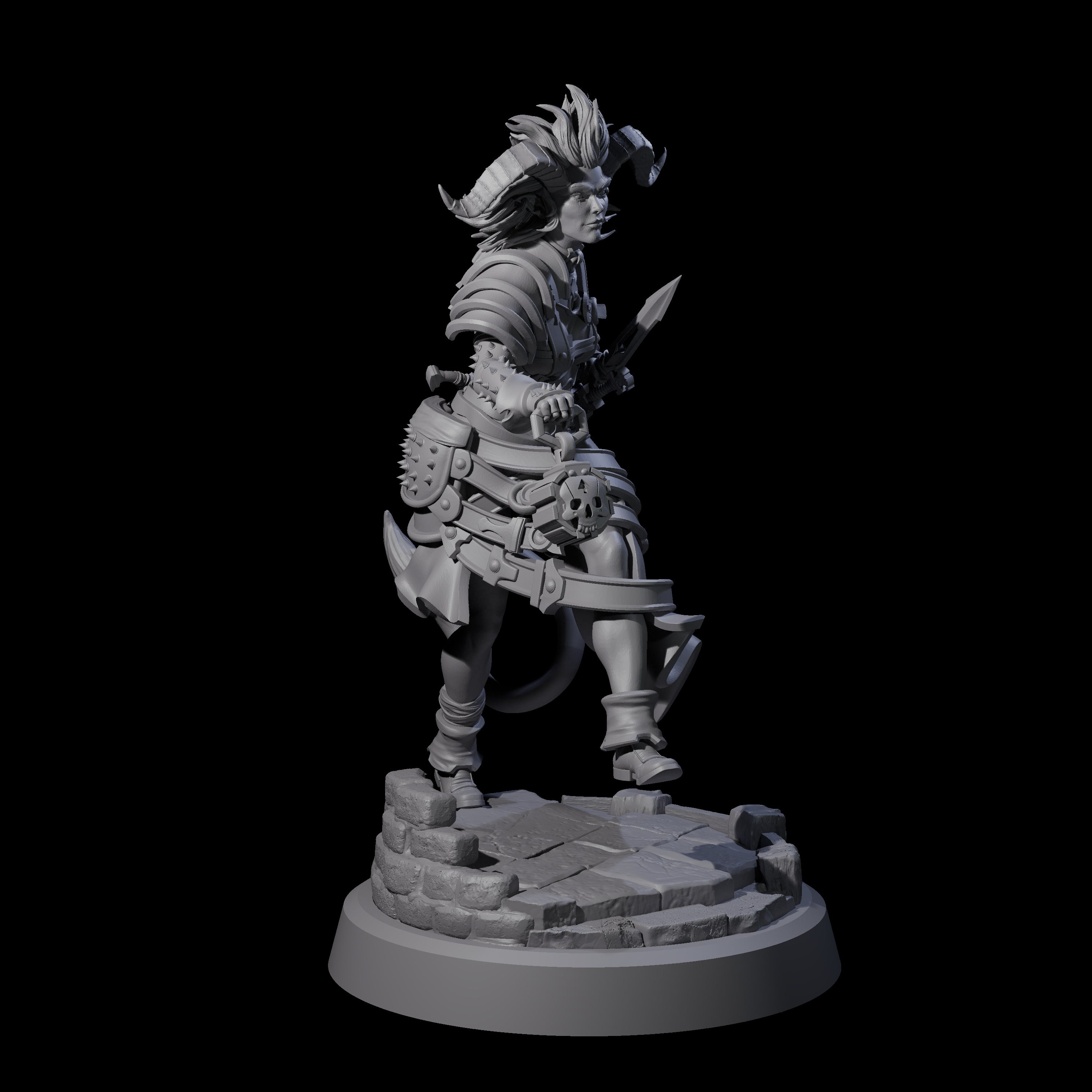 Striding Tiefling Adventurer Miniature for Dungeons and Dragons, Pathfinder or other TTRPGs