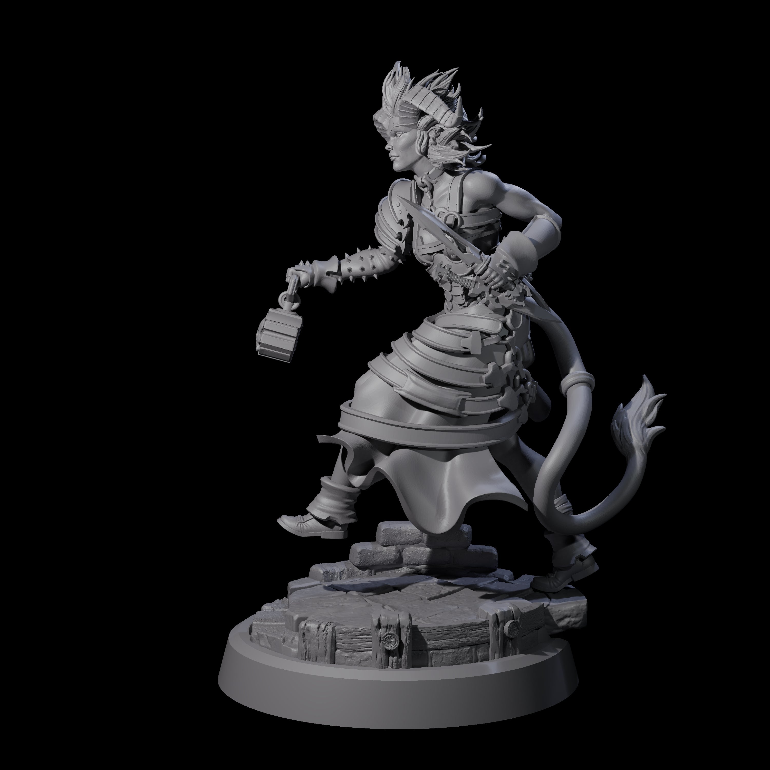 Striding Tiefling Adventurer Miniature for Dungeons and Dragons, Pathfinder or other TTRPGs