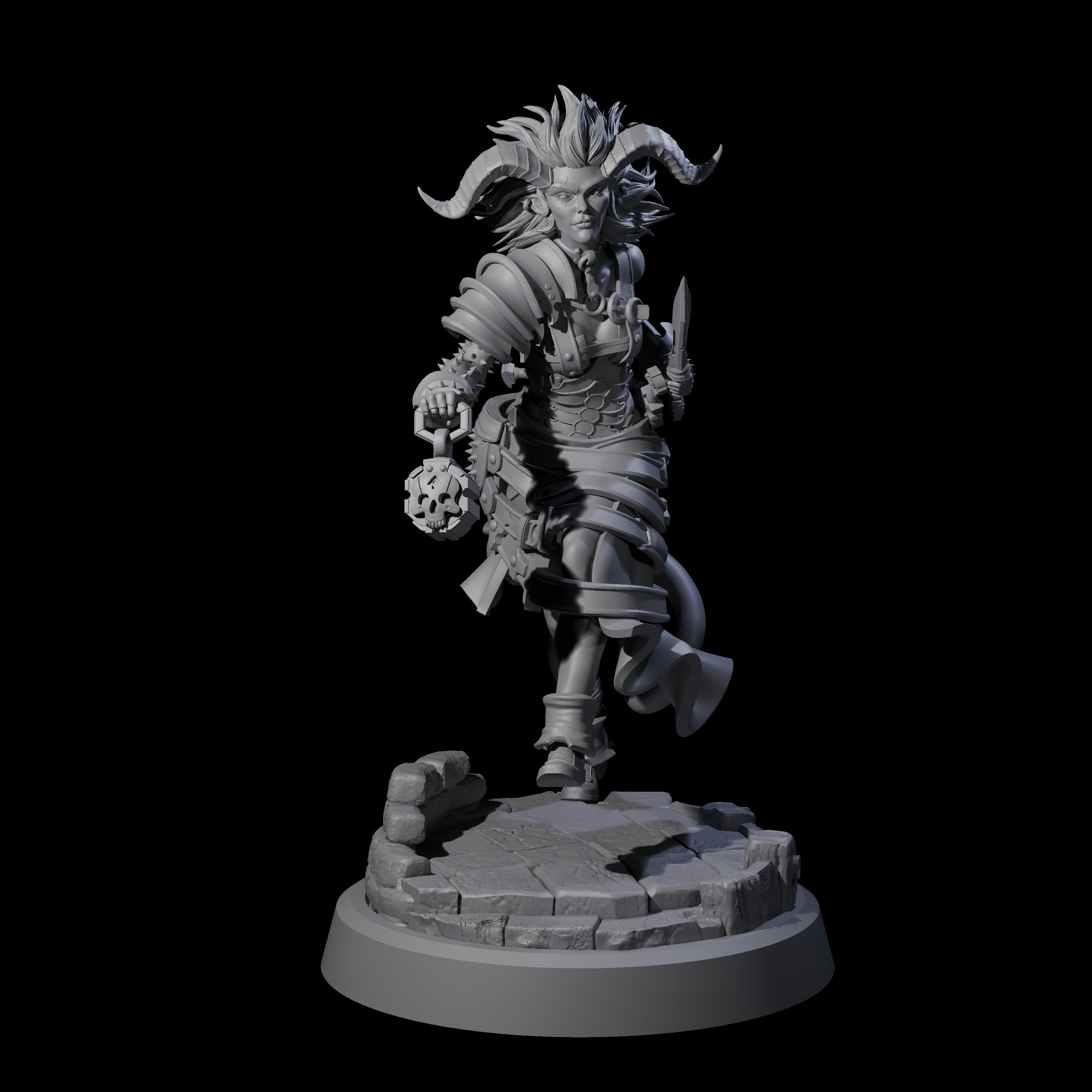 Striding Tiefling Adventurer Miniature for Dungeons and Dragons, Pathfinder or other TTRPGs