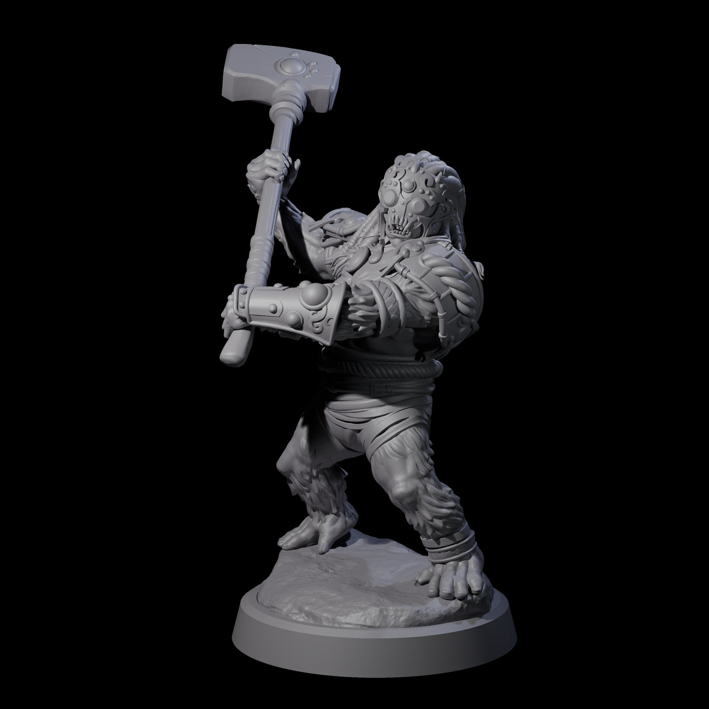 Striking Furry Orc B Miniature for Dungeons and Dragons, Pathfinder or other TTRPGs