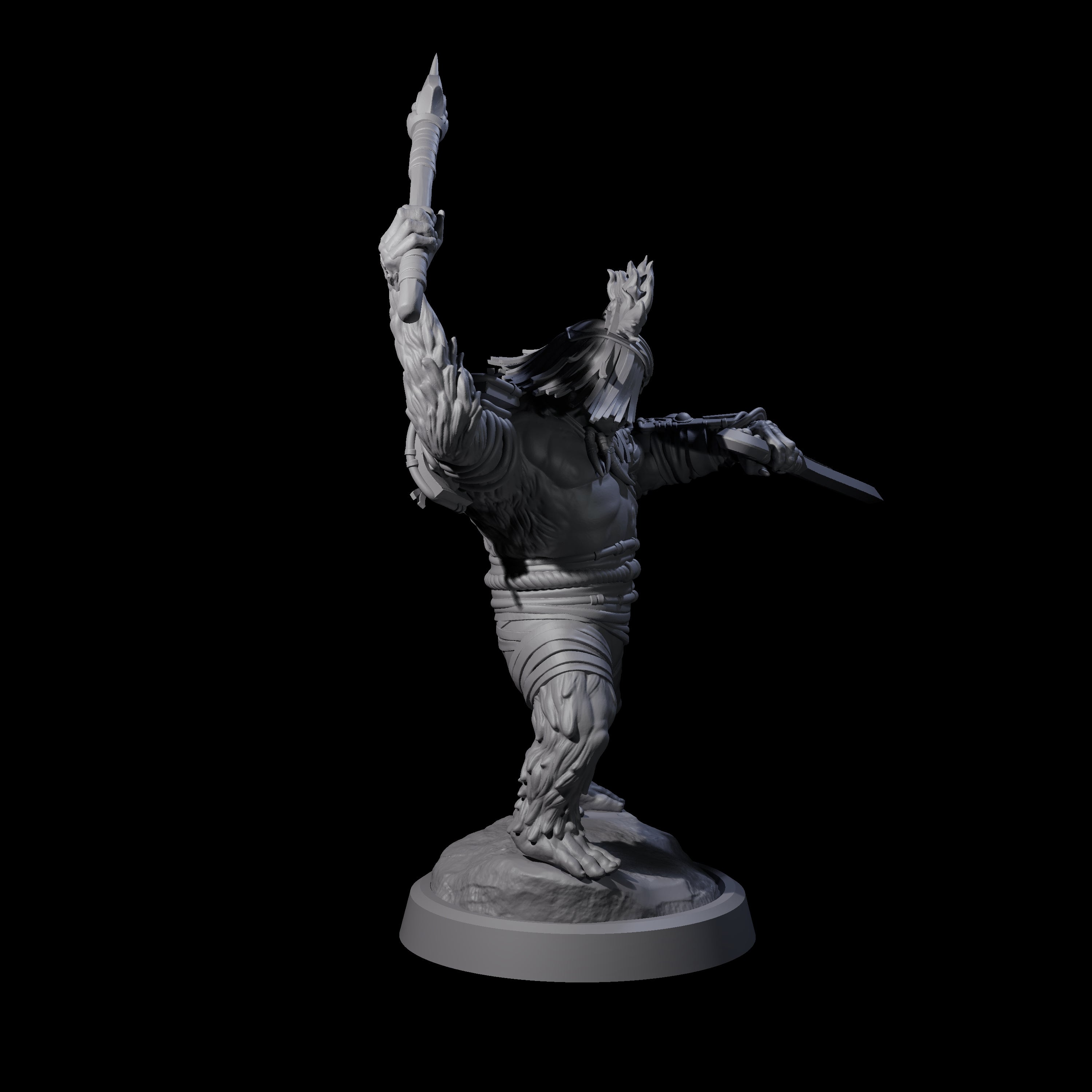 Striking Furry Orc D Miniature for Dungeons and Dragons, Pathfinder or other TTRPGs