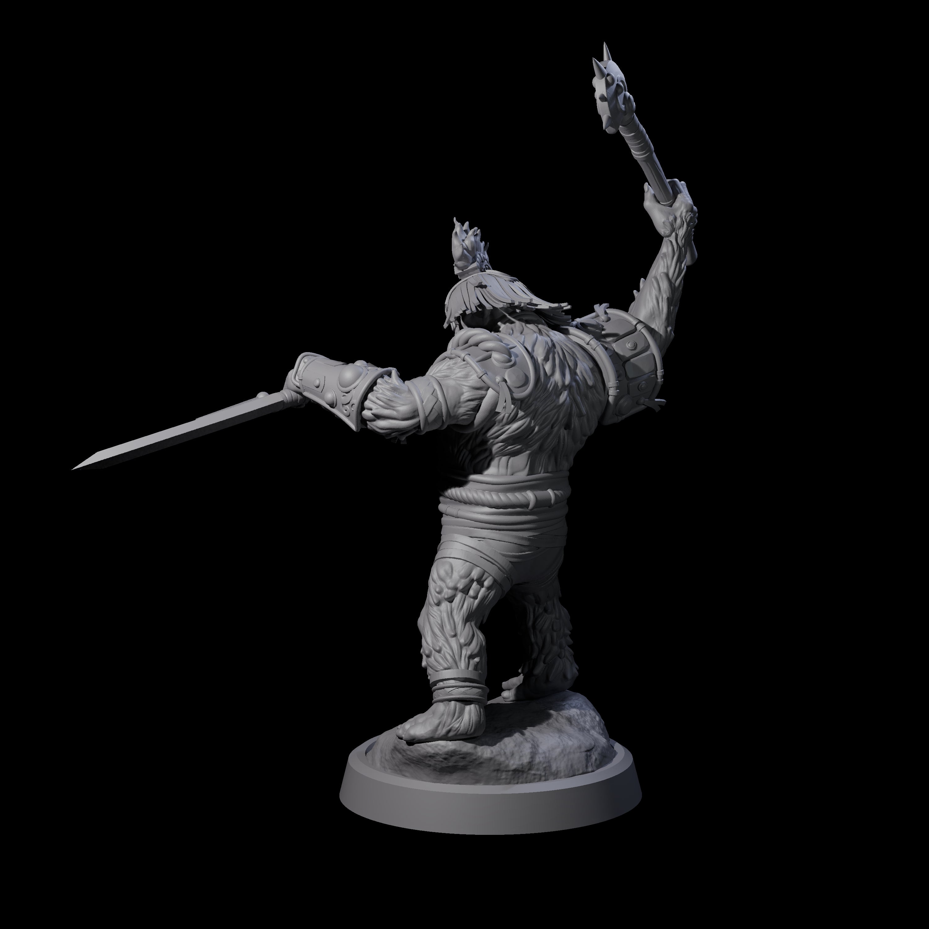 Striking Furry Orc D Miniature for Dungeons and Dragons, Pathfinder or other TTRPGs