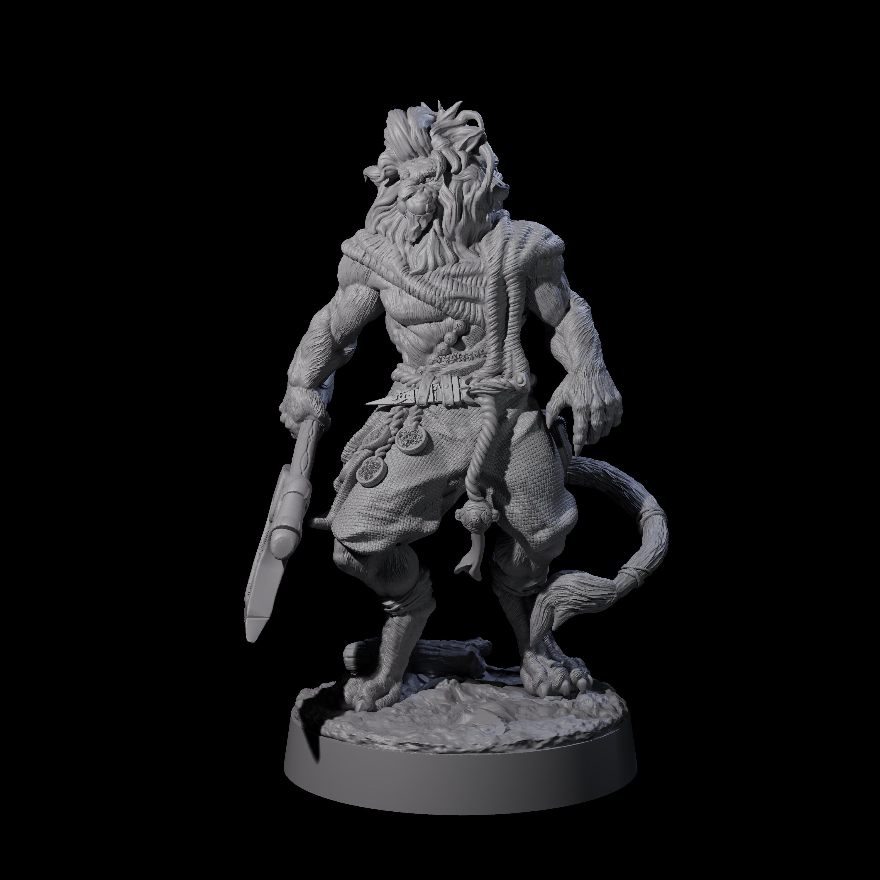 Striking Leonin Warblade B Miniature for Dungeons and Dragons, Pathfinder or other TTRPGs