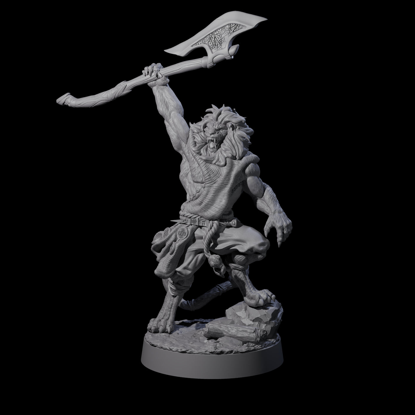 Striking Leonin Warblade D Miniature for Dungeons and Dragons, Pathfinder or other TTRPGs