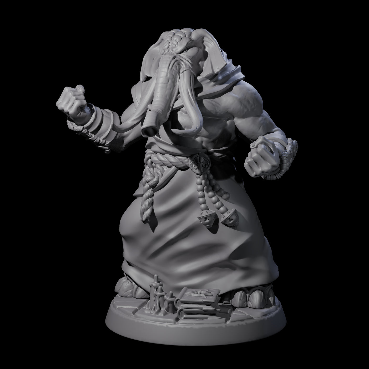Striking Loxodon Monk B Miniature for Dungeons and Dragons, Pathfinder or other TTRPGs