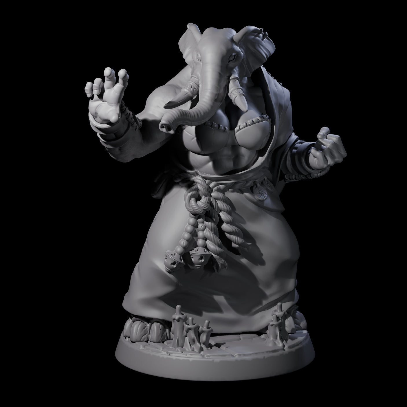 Striking Loxodon Monk D Miniature for Dungeons and Dragons, Pathfinder or other TTRPGs