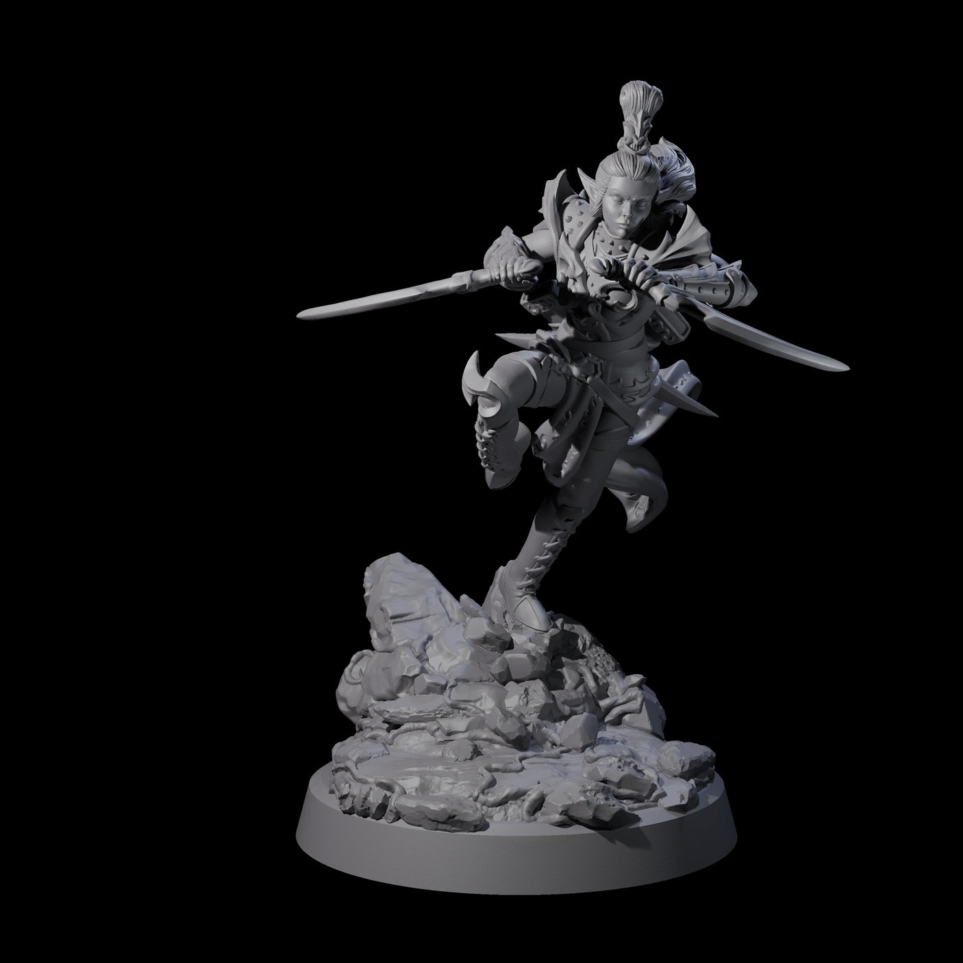 Striking Twin Blade Rogue Miniature for Dungeons and Dragons, Pathfinder or other TTRPGs