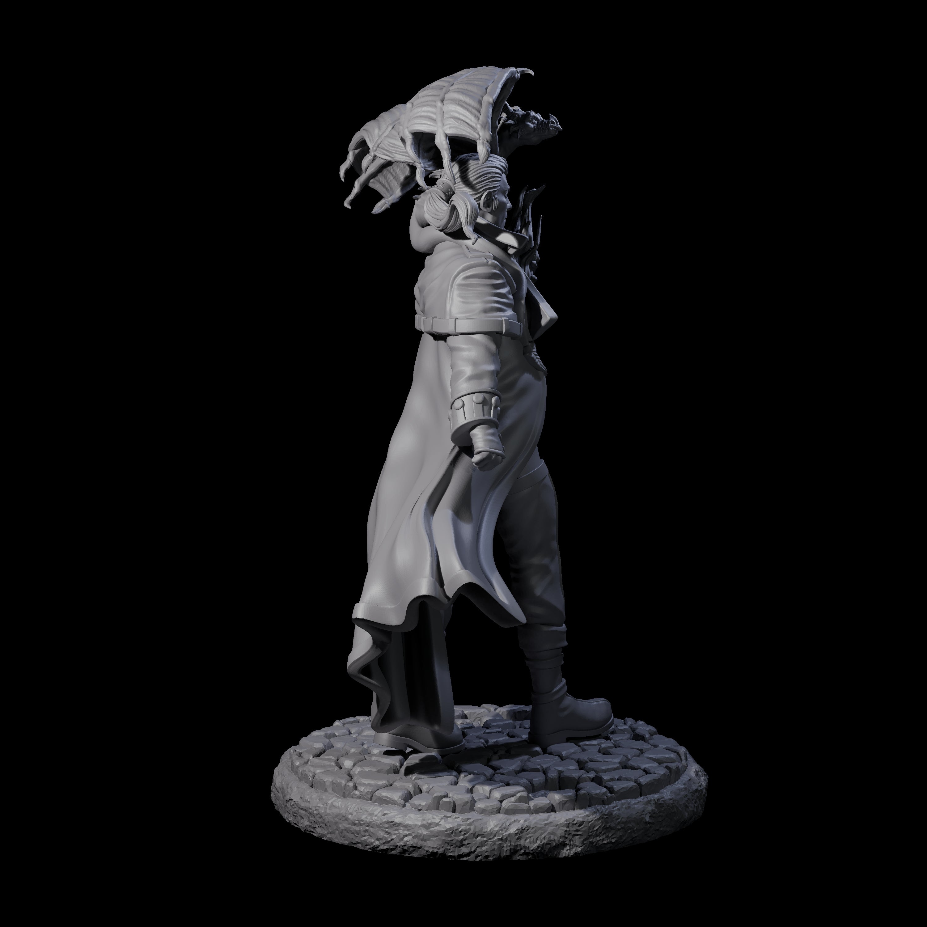 Strolling Wizard with Dragonkin Pet Miniature for Dungeons and Dragons, Pathfinder or other TTRPGs