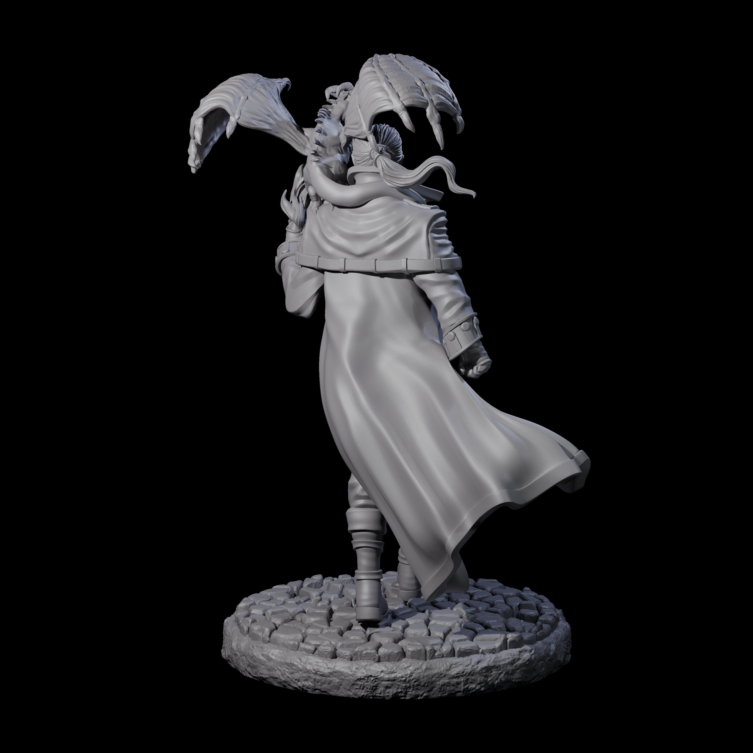 Strolling Wizard with Dragonkin Pet Miniature for Dungeons and Dragons, Pathfinder or other TTRPGs