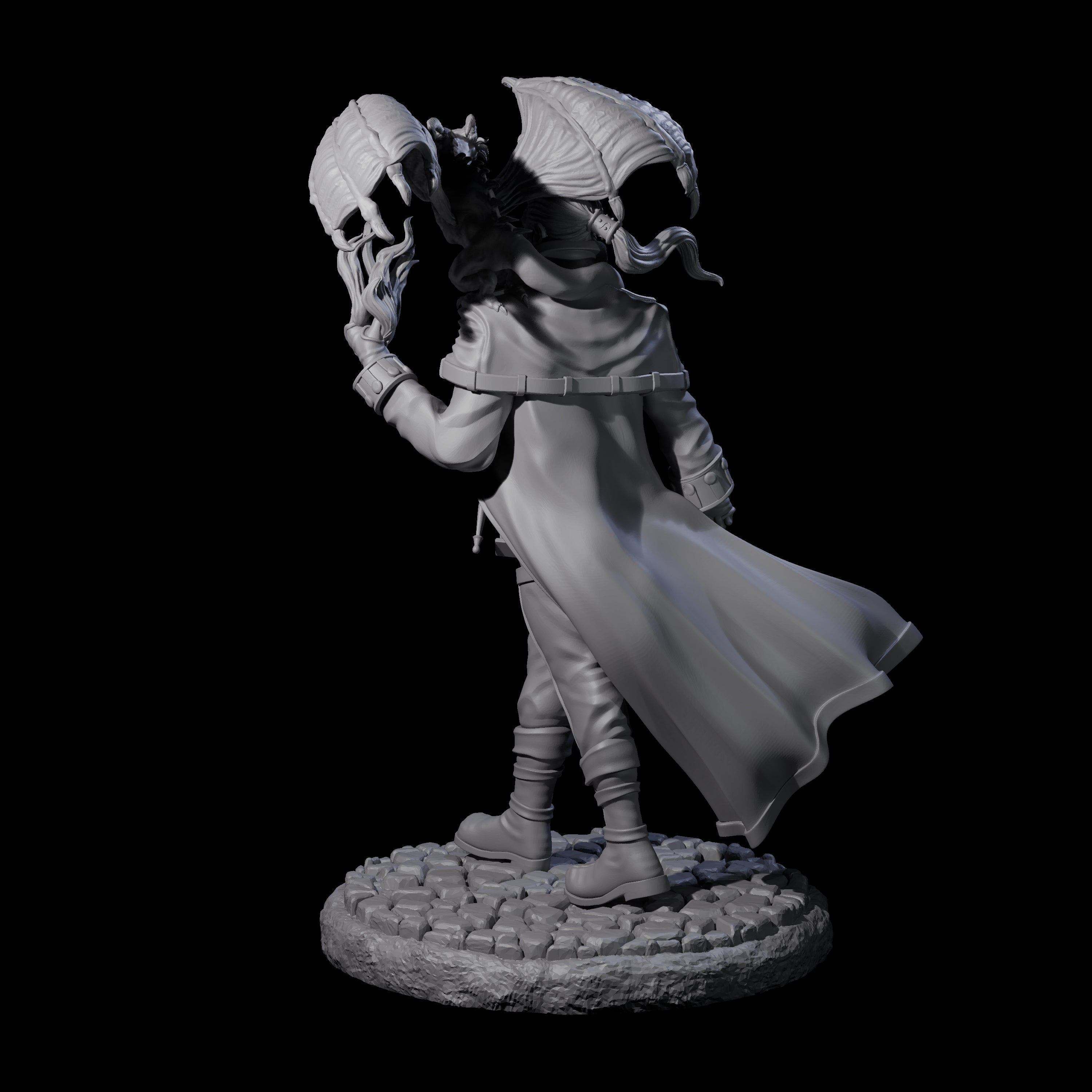 Strolling Wizard with Dragonkin Pet Miniature for Dungeons and Dragons, Pathfinder or other TTRPGs