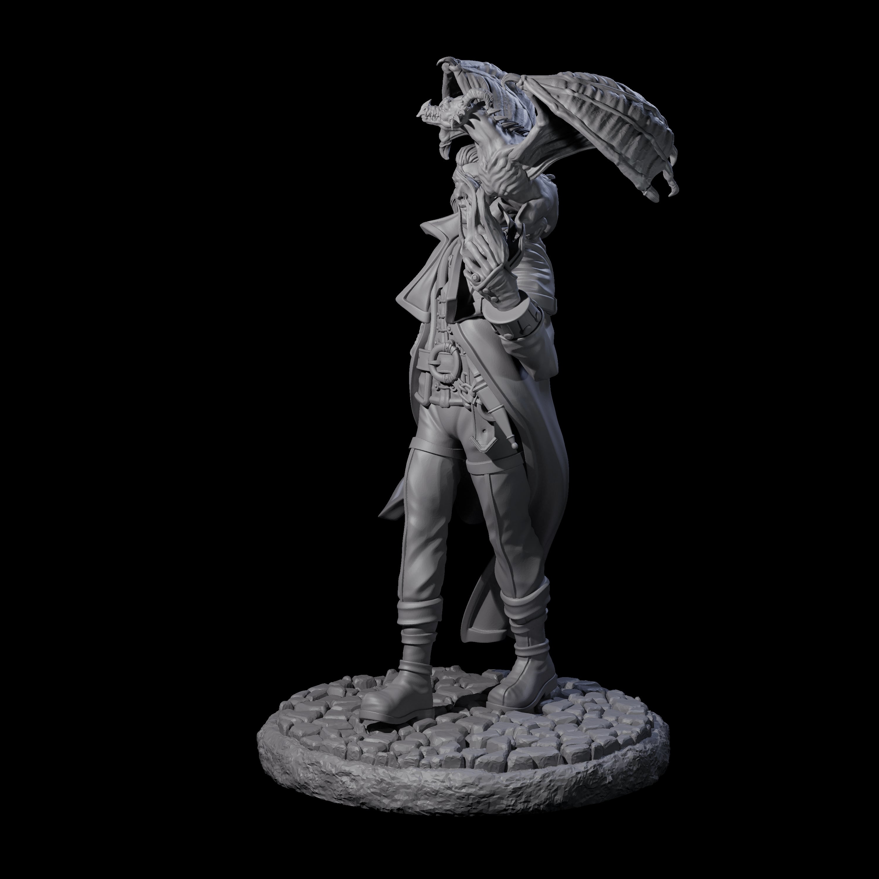 Strolling Wizard with Dragonkin Pet Miniature for Dungeons and Dragons, Pathfinder or other TTRPGs