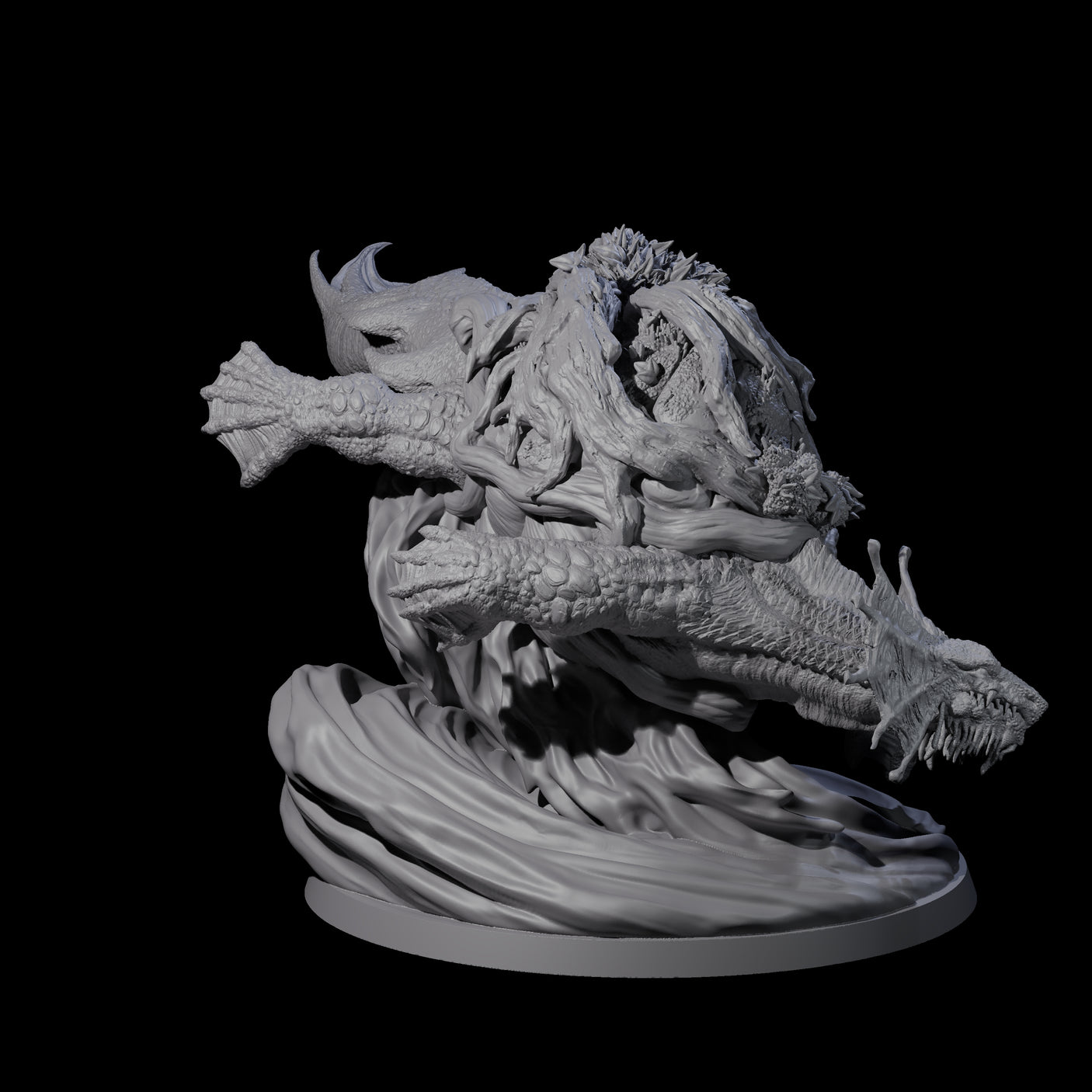 Surfing Dragon Turtle Miniature for Dungeons and Dragons, Pathfinder or other TTRPGs