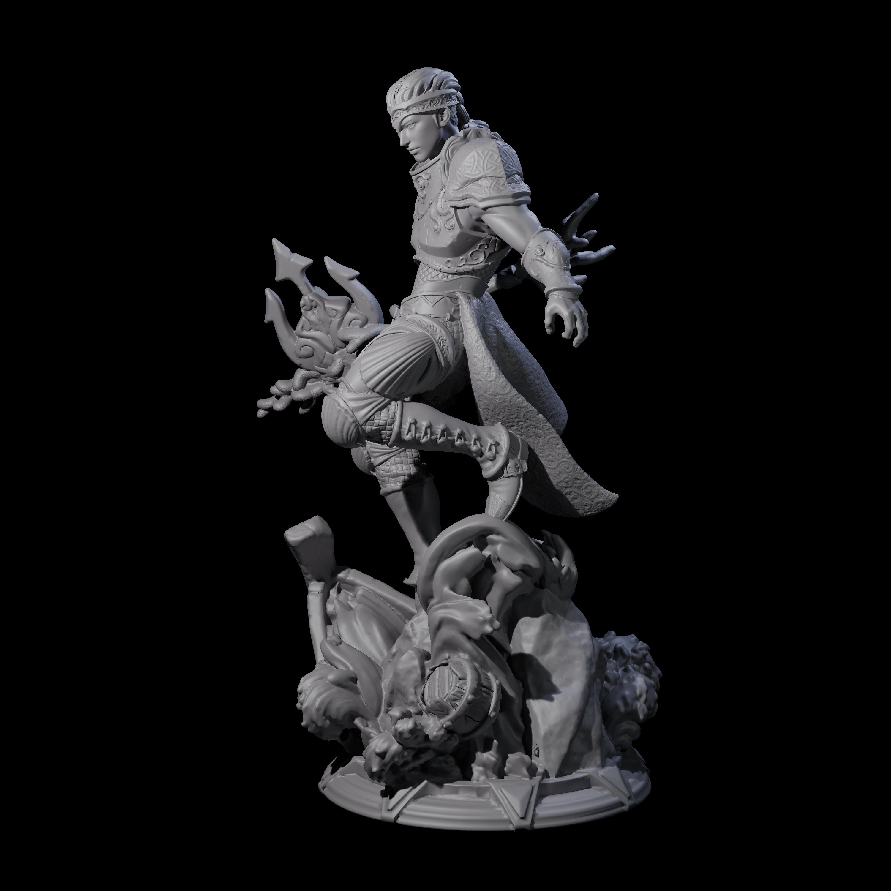 Surfing Sea Elf Wizard Miniature for Dungeons and Dragons, Pathfinder or other TTRPGs