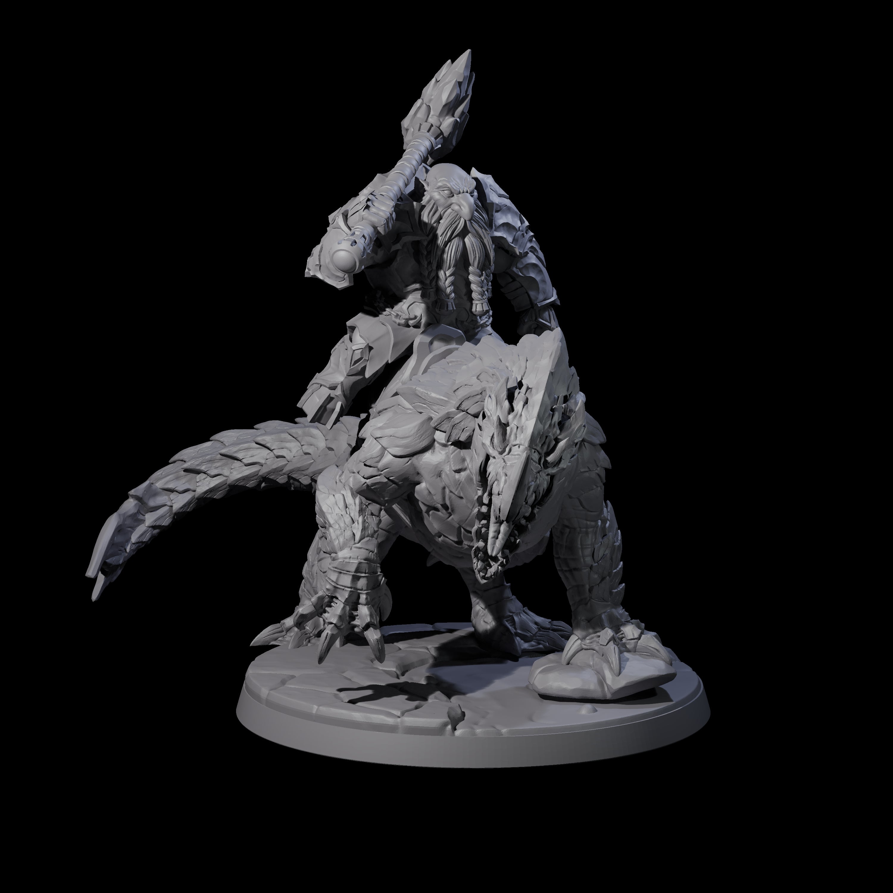Surprise Dwarf Drake Rider B Miniature for Dungeons and Dragons, Pathfinder or other TTRPGs