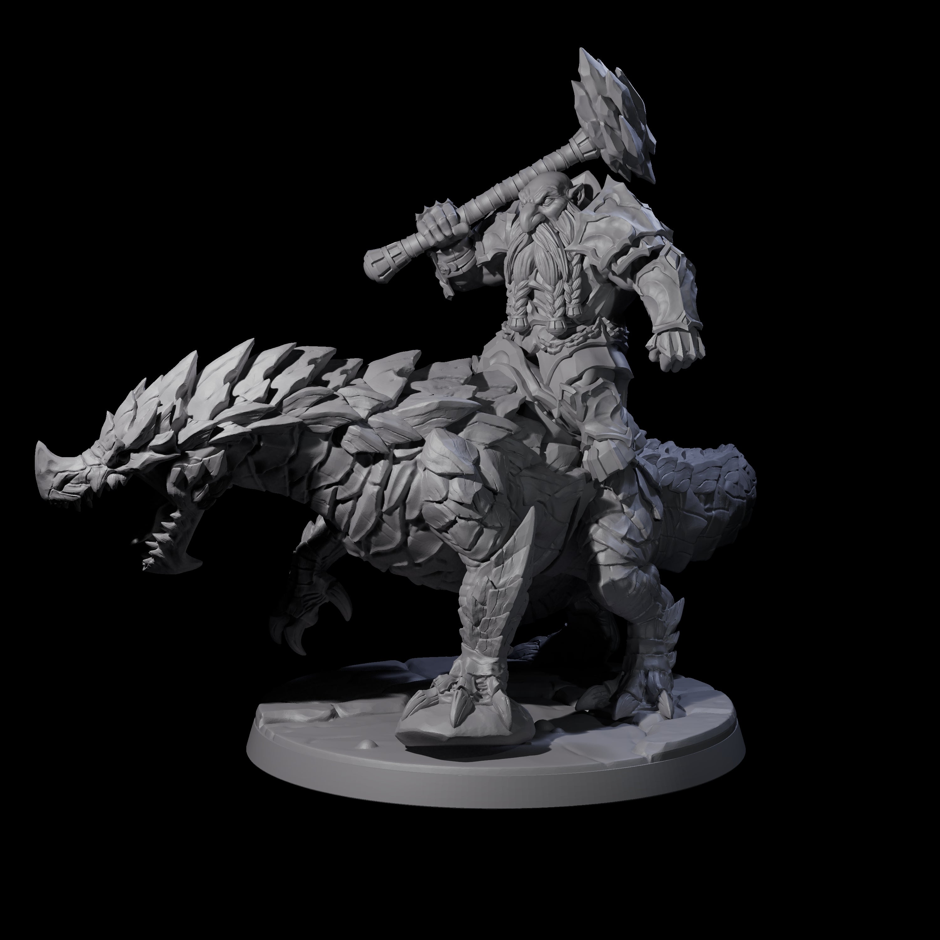 Surprise Dwarf Drake Rider B Miniature for Dungeons and Dragons, Pathfinder or other TTRPGs