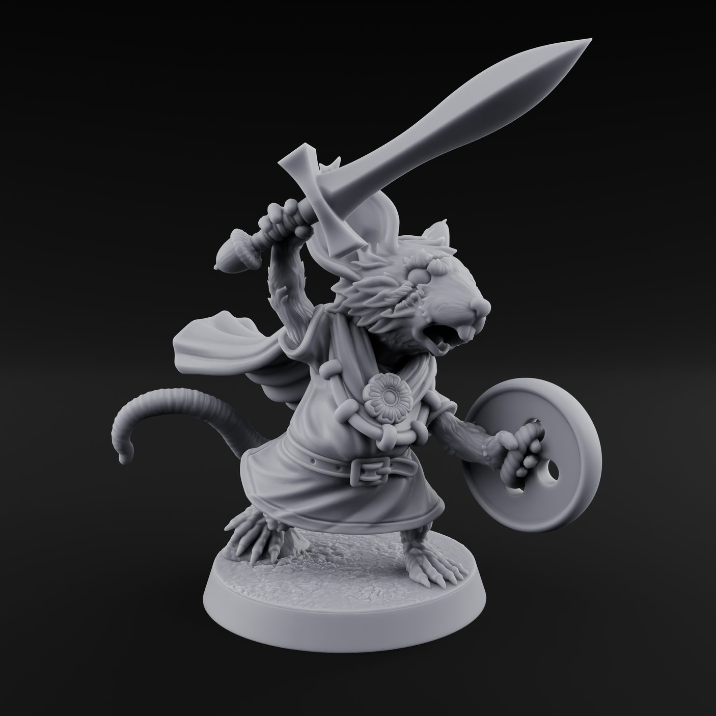 Swashbuckling Mousling Warrior Miniature for Dungeons and Dragons, Pathfinder or other TTRPGs