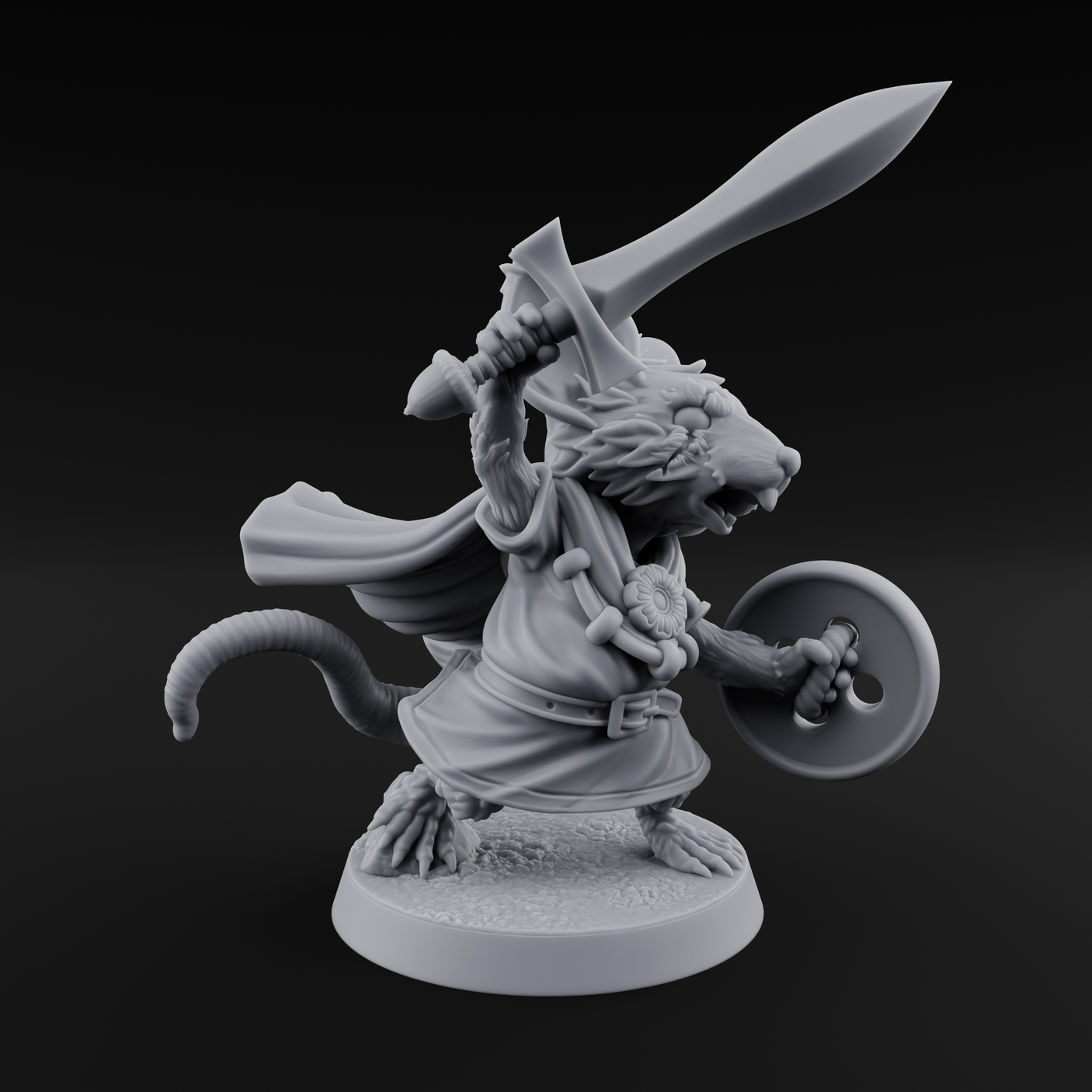 Swashbuckling Mousling Warrior Miniature for Dungeons and Dragons, Pathfinder or other TTRPGs
