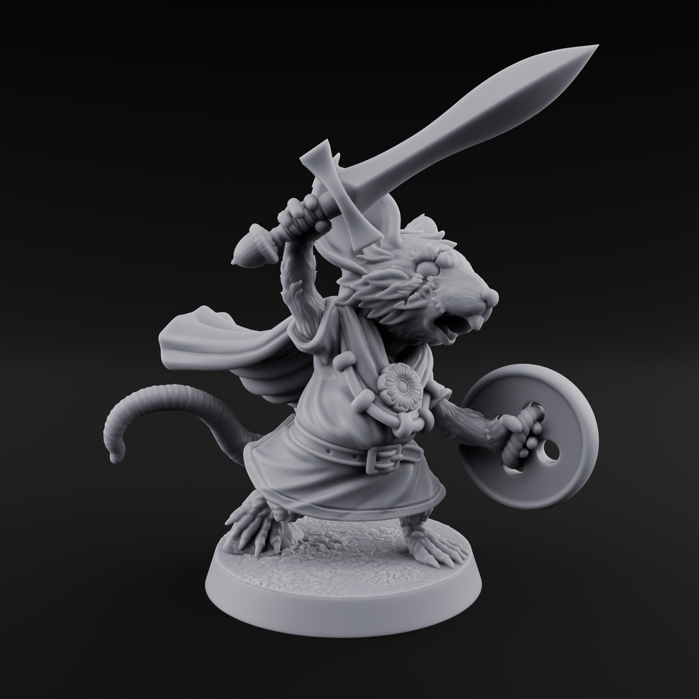 Swashbuckling Mousling Warrior Miniature for Dungeons and Dragons, Pathfinder or other TTRPGs