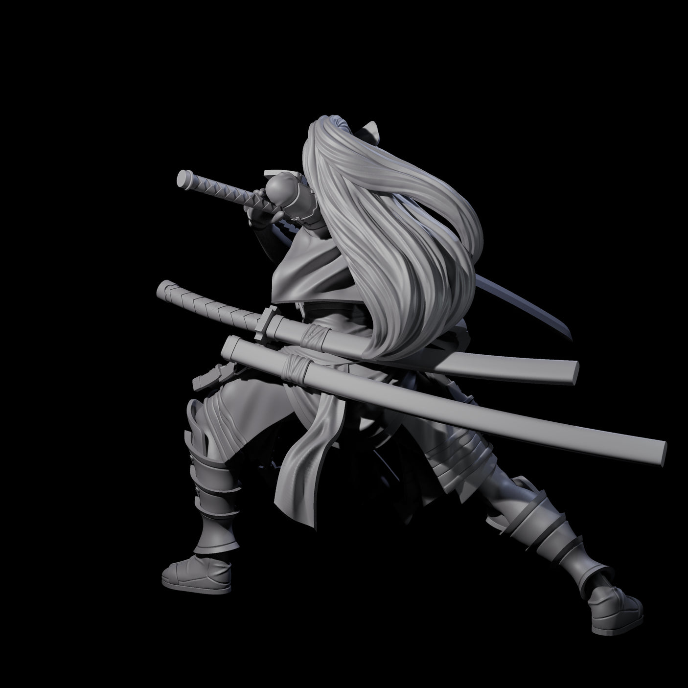 Sweeping Female Samuari Miniature for Dungeons and Dragons, Pathfinder or other TTRPGs
