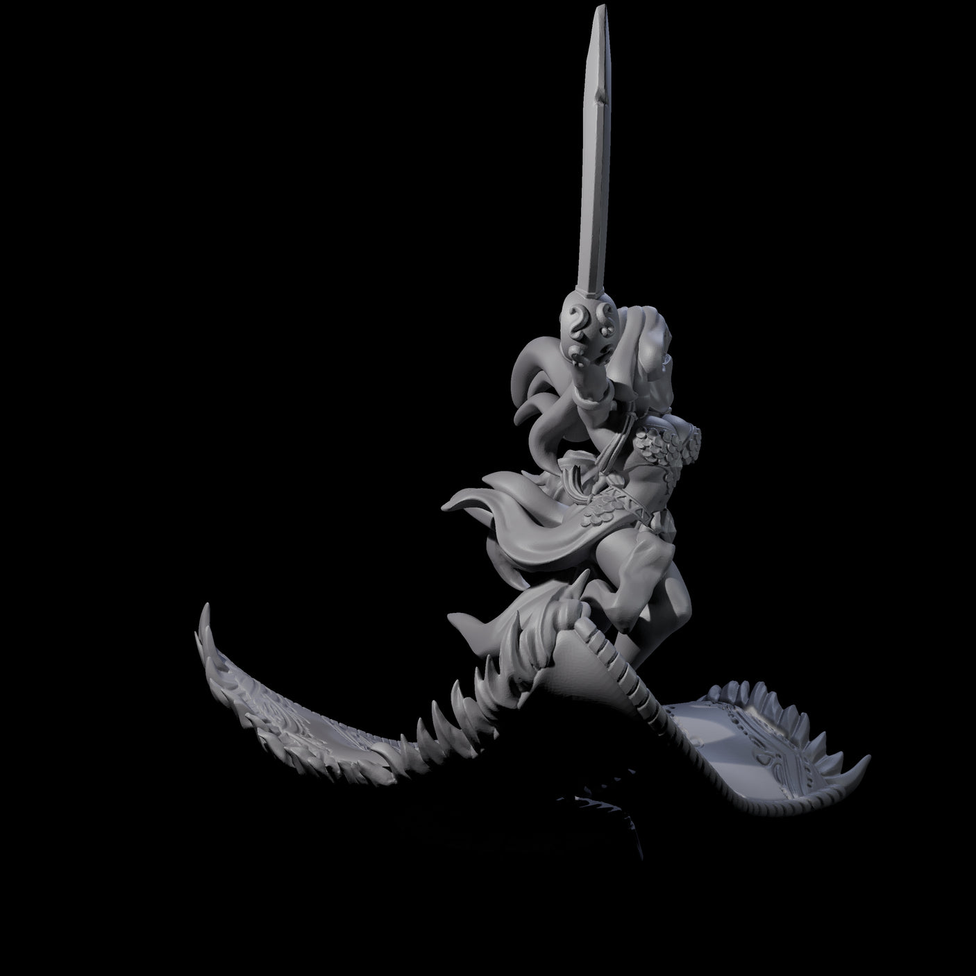 Sweeping Princess on Magic Carpet Miniature for Dungeons and Dragons, Pathfinder or other TTRPGs