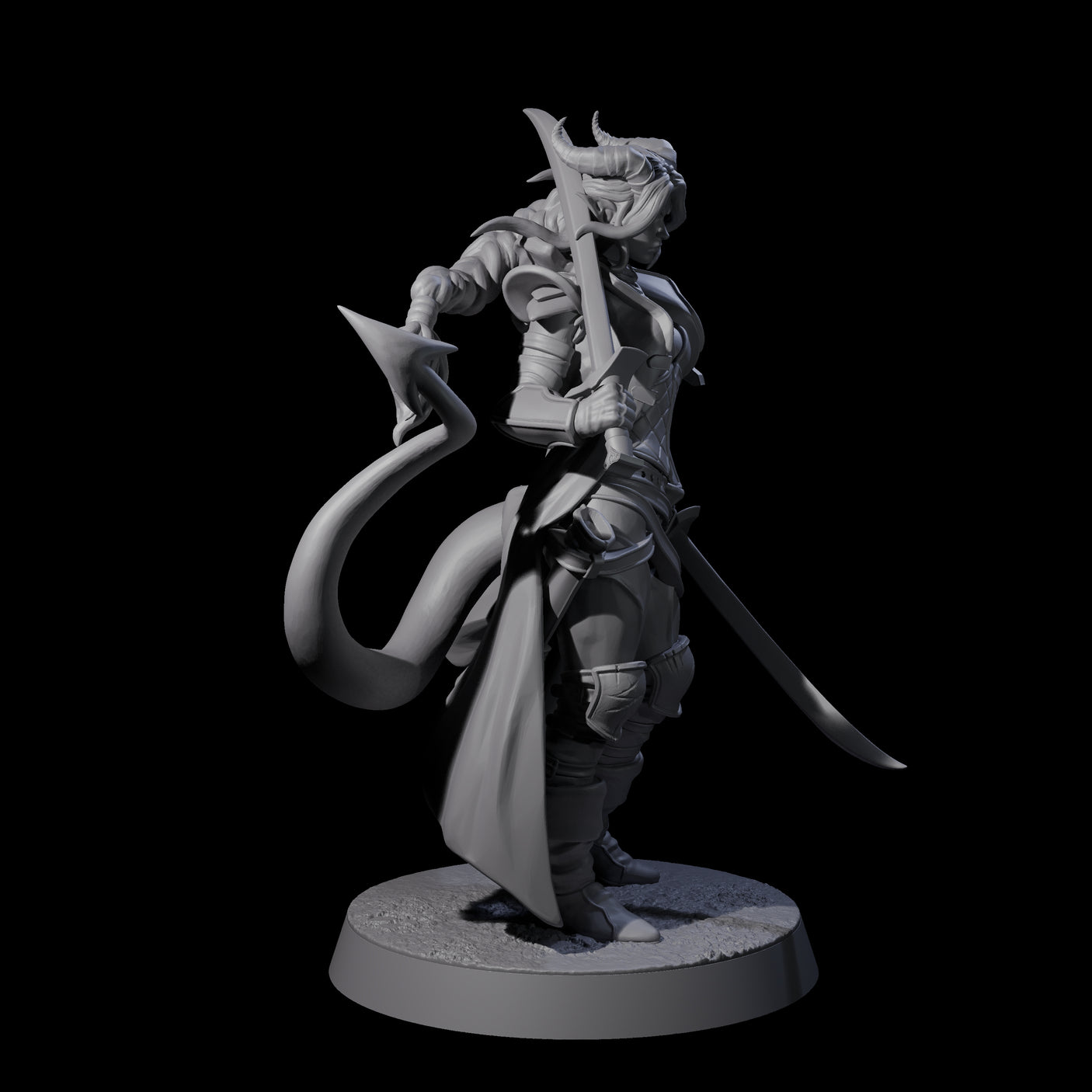Sweeping Tiefling Swashbuckler Miniature for Dungeons and Dragons, Pathfinder or other TTRPGs