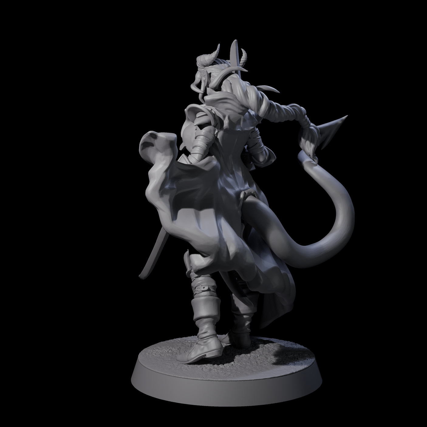 Sweeping Tiefling Swashbuckler Miniature for Dungeons and Dragons, Pathfinder or other TTRPGs