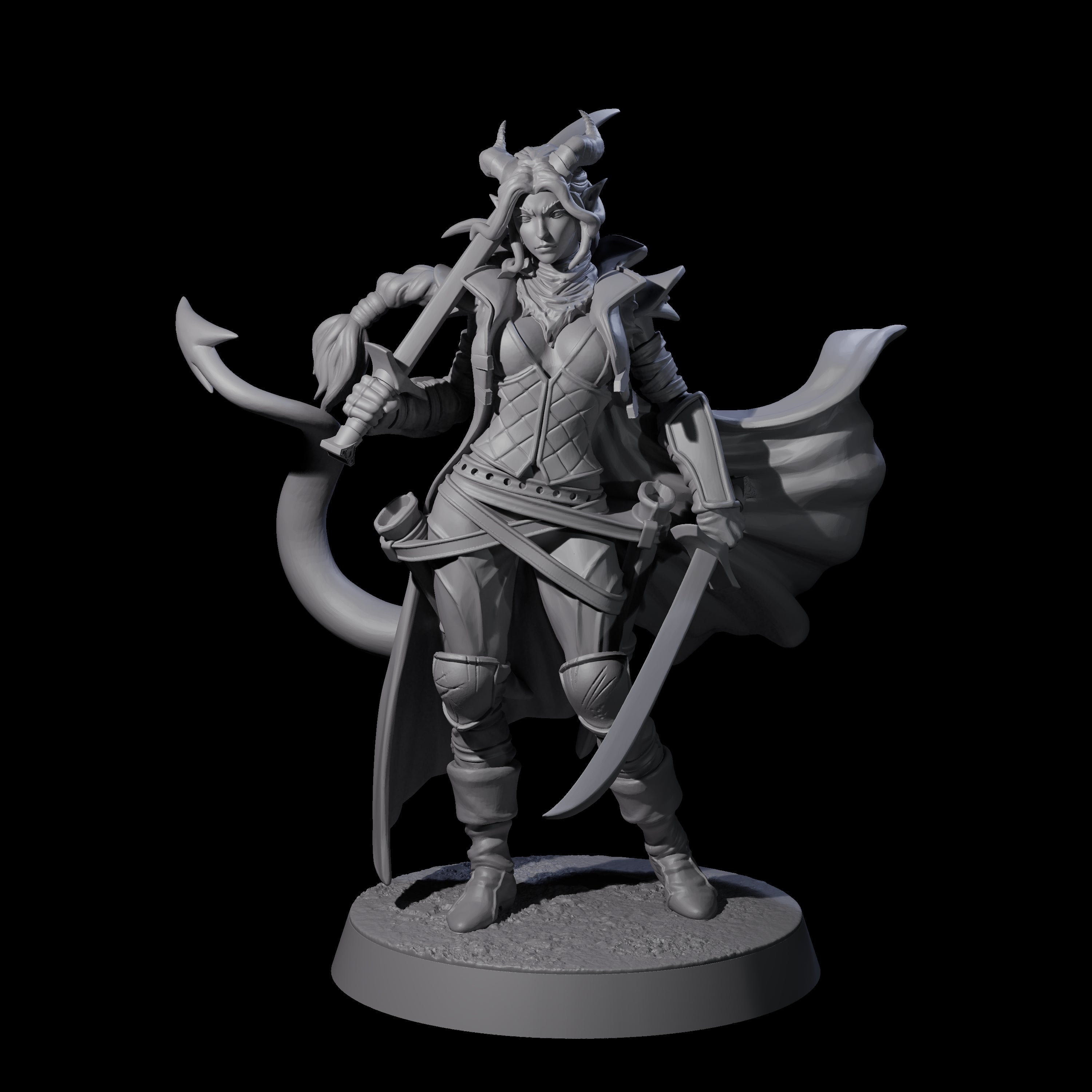 Sweeping Tiefling Swashbuckler Miniature for Dungeons and Dragons, Pathfinder or other TTRPGs