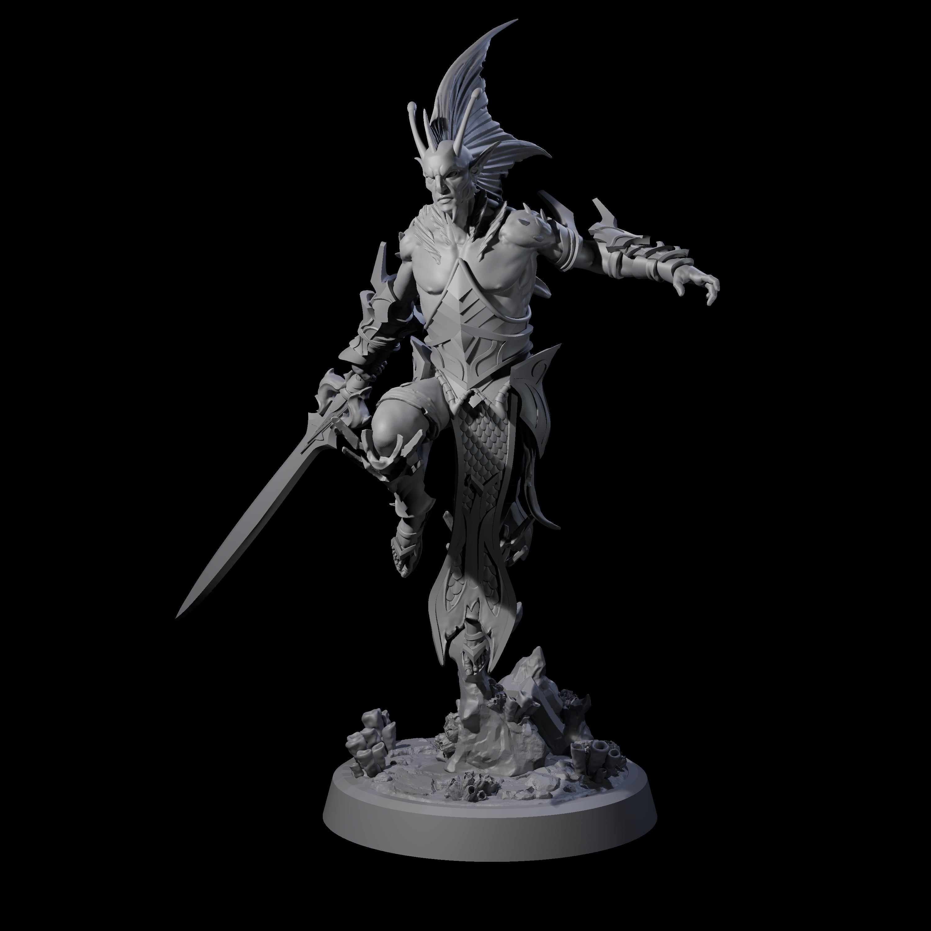 Swinging Abyssal Myrmidon B Miniature for Dungeons and Dragons, Pathfinder or other TTRPGs