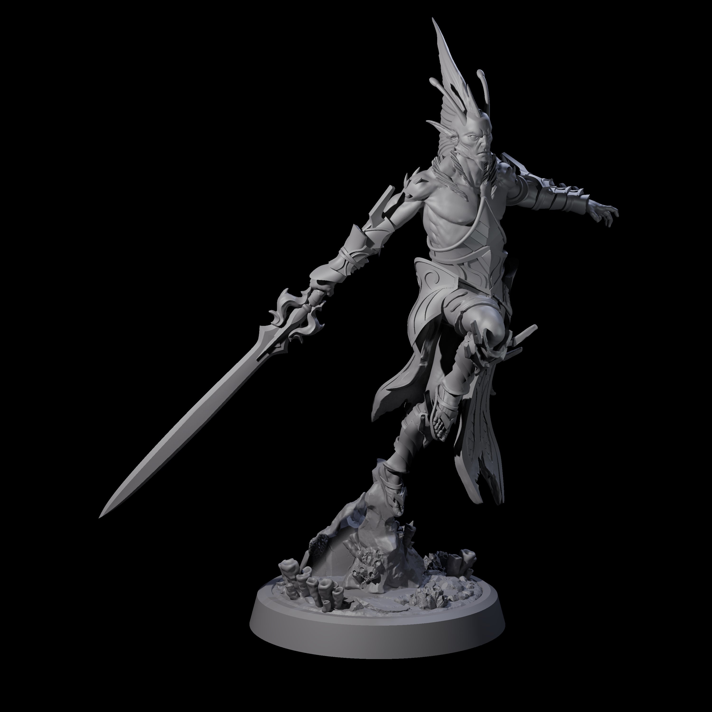 Swinging Abyssal Myrmidon B Miniature for Dungeons and Dragons, Pathfinder or other TTRPGs