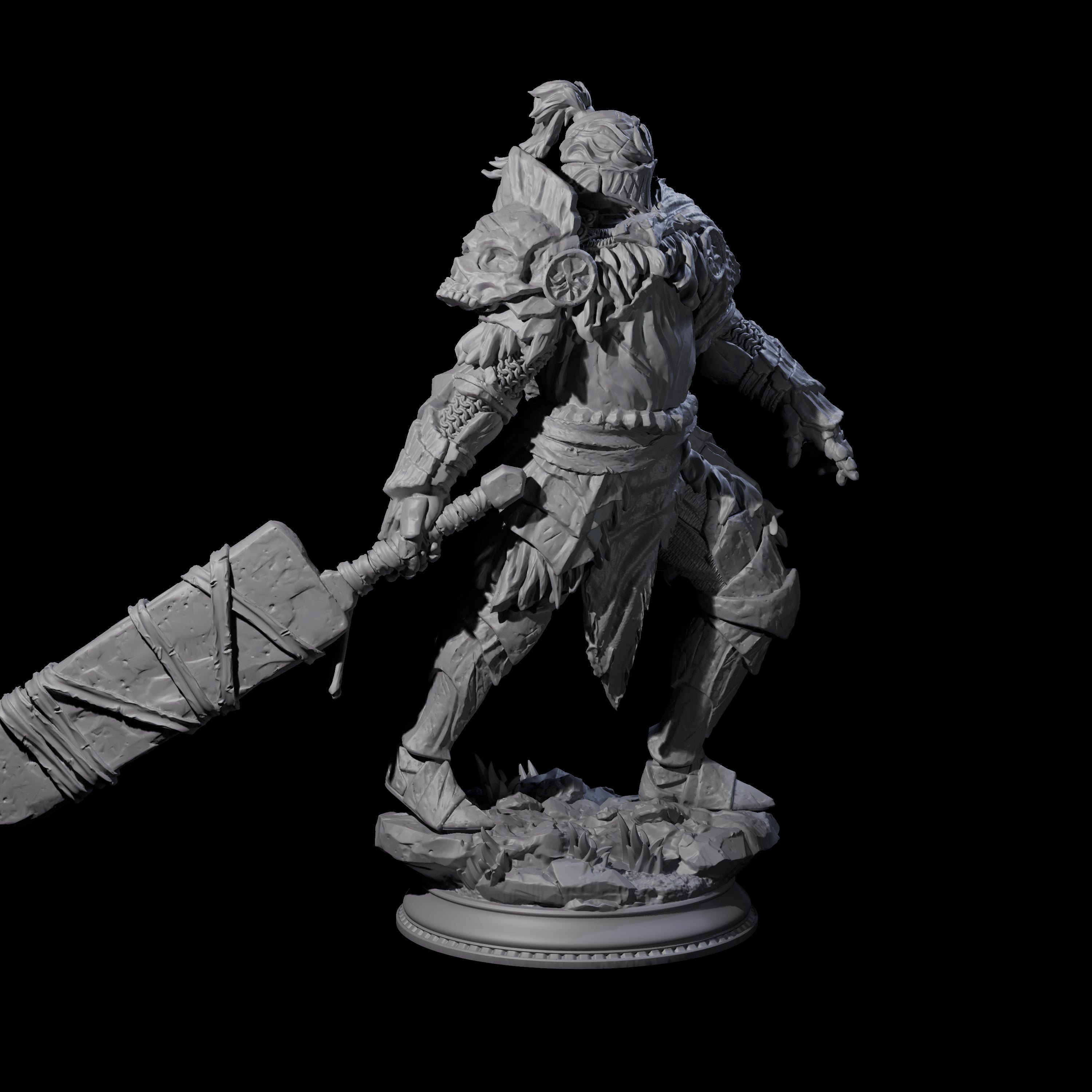 Swinging Armoured Champion Miniature for Dungeons and Dragons, Pathfinder or other TTRPGs