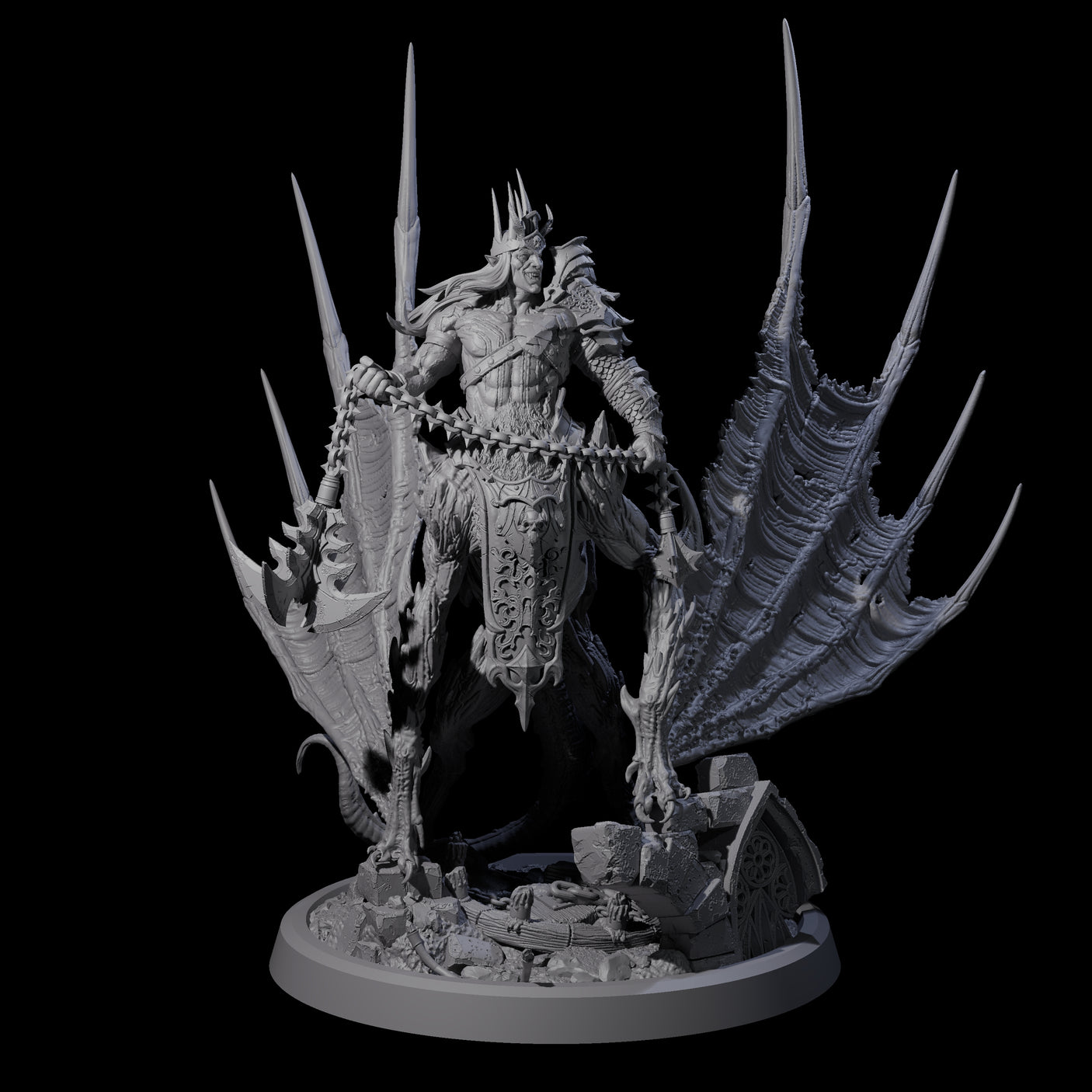 Swinging Bat-Like Cambion A Miniature for Dungeons and Dragons, Pathfinder or other TTRPGs