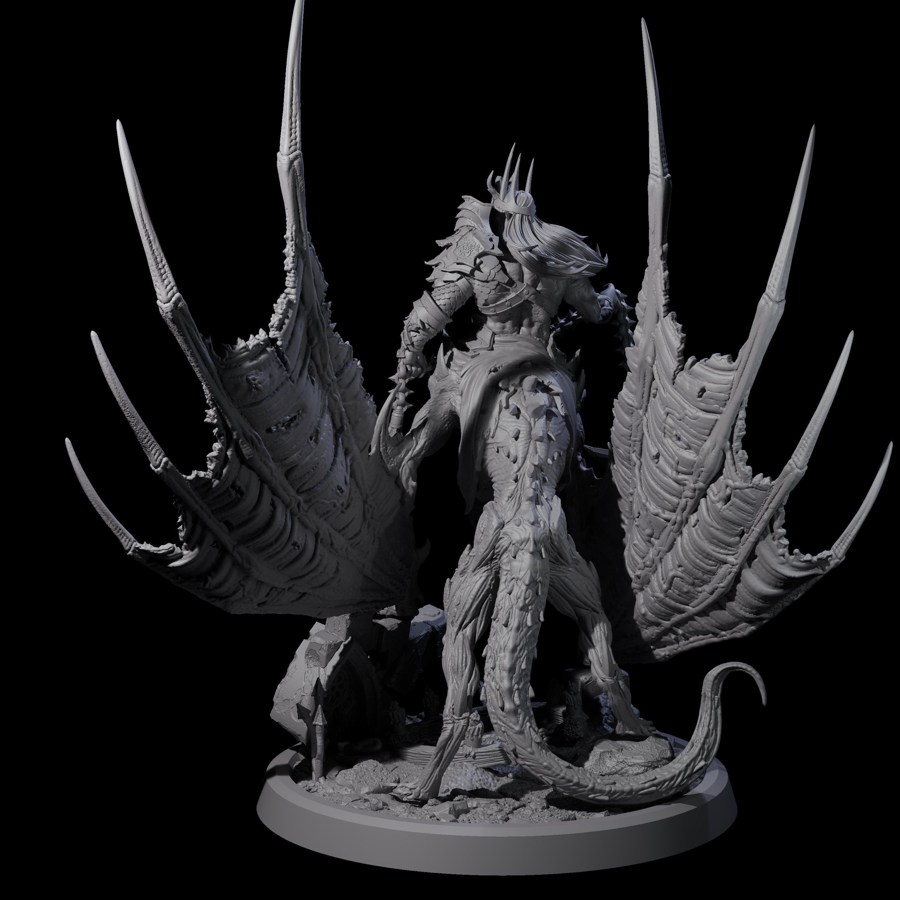 Swinging Bat-Like Cambion A Miniature for Dungeons and Dragons, Pathfinder or other TTRPGs