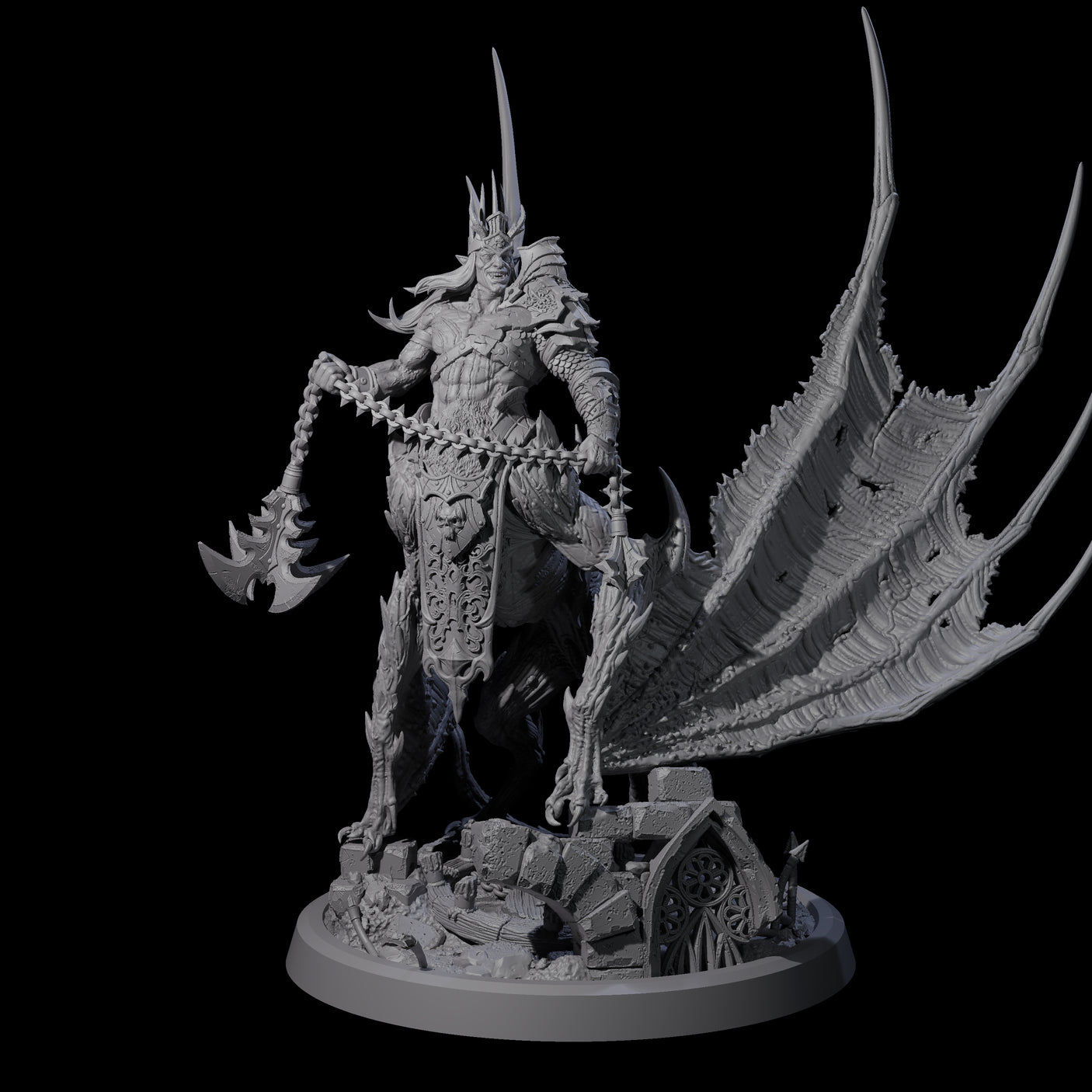 Swinging Bat-Like Cambion A Miniature for Dungeons and Dragons, Pathfinder or other TTRPGs