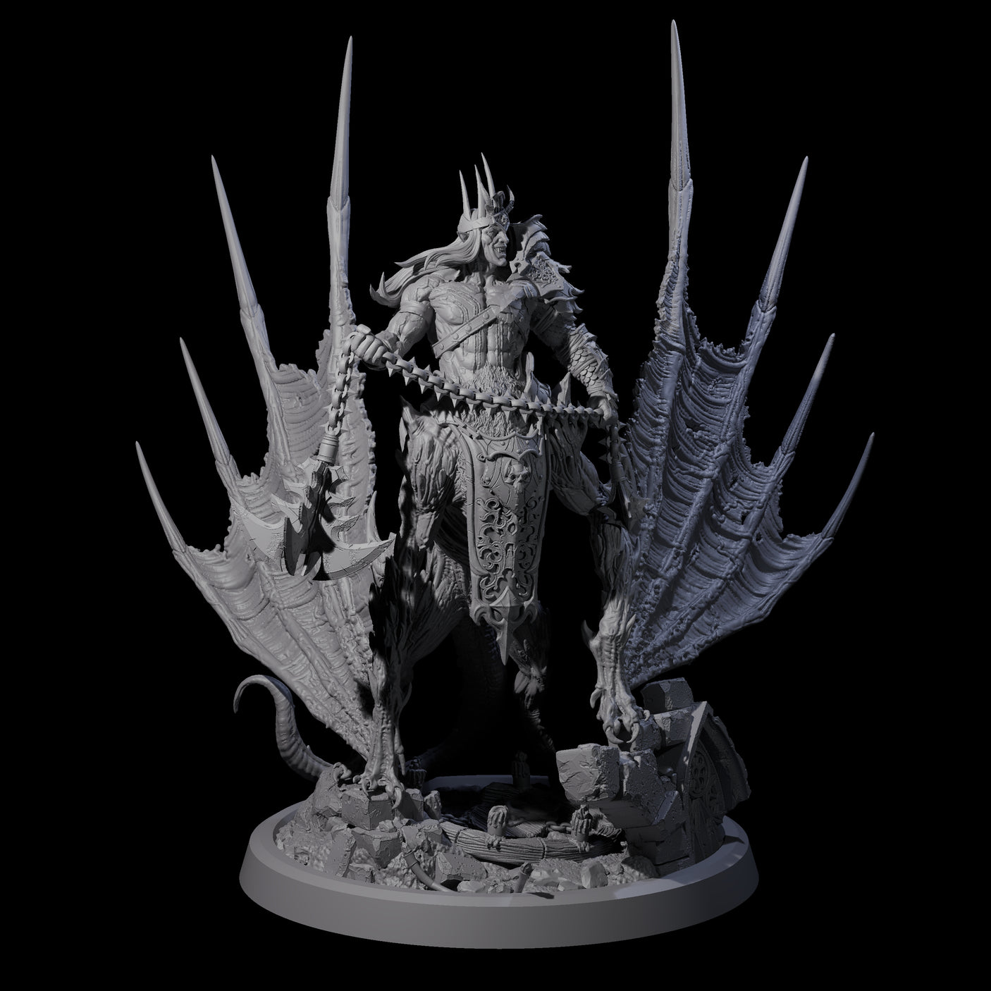 Swinging Bat-Like Cambion A Miniature for Dungeons and Dragons, Pathfinder or other TTRPGs