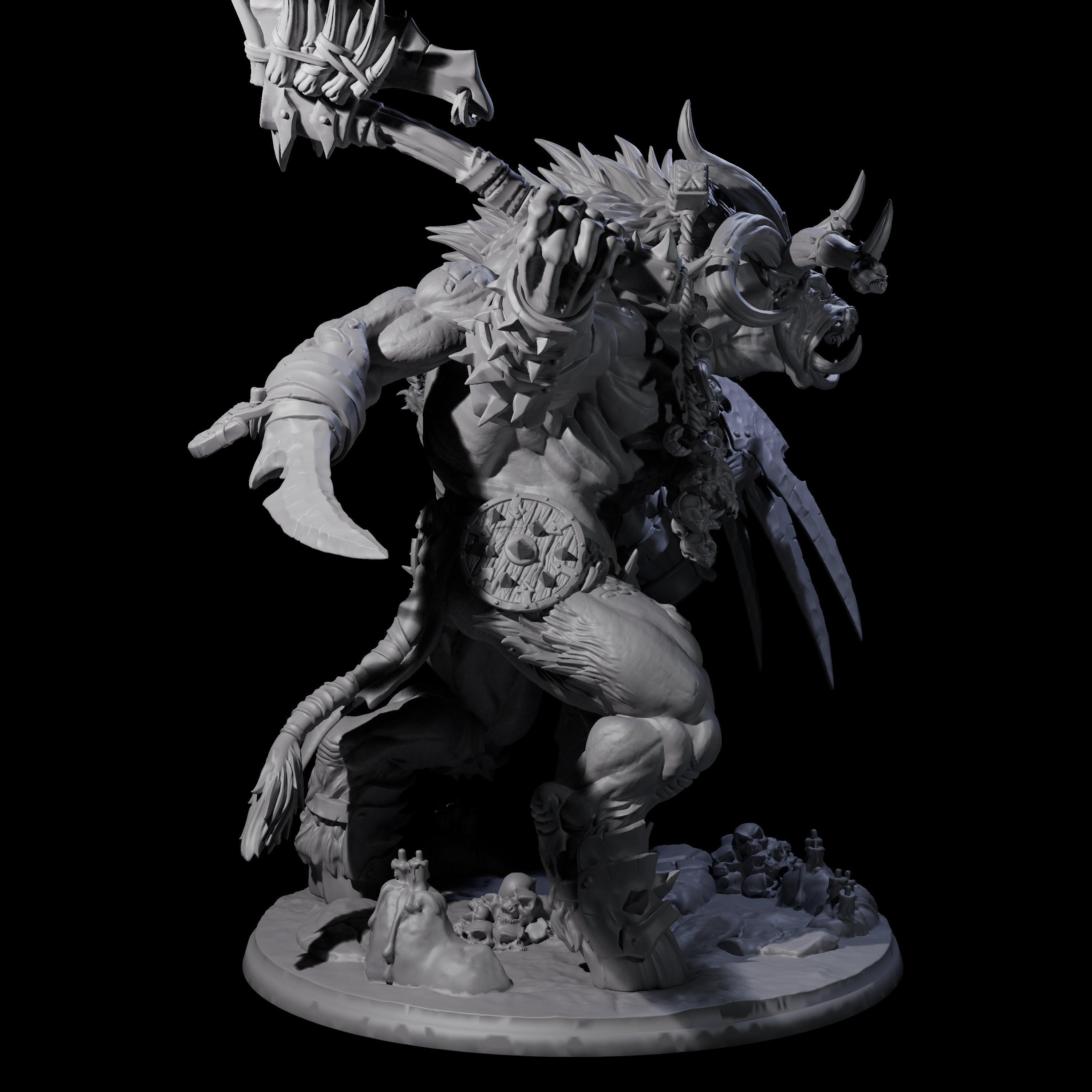 Swinging Beastman Colossus Miniature for Dungeons and Dragons, Pathfinder or other TTRPGs