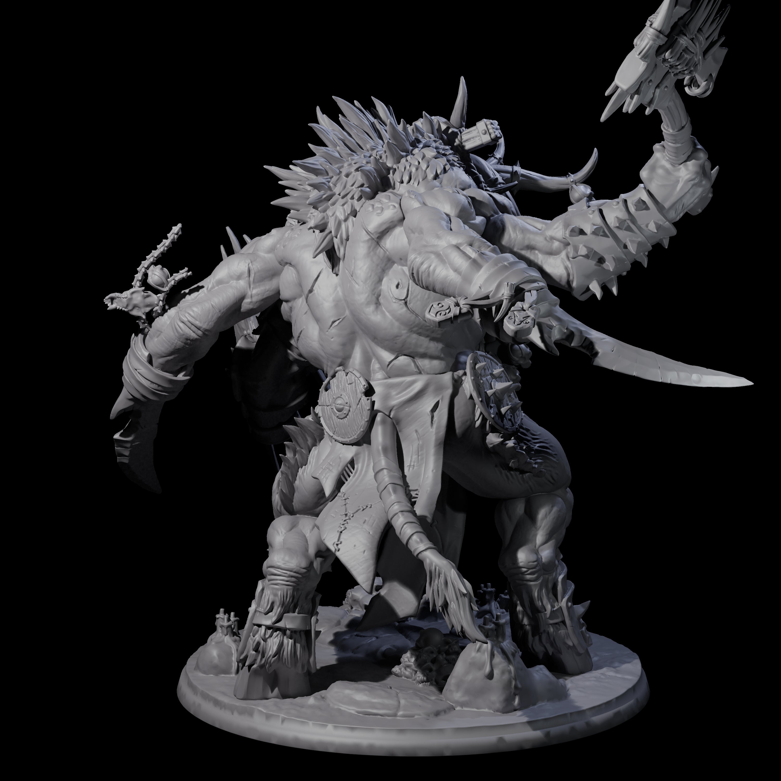 Swinging Beastman Colossus Miniature for Dungeons and Dragons, Pathfinder or other TTRPGs