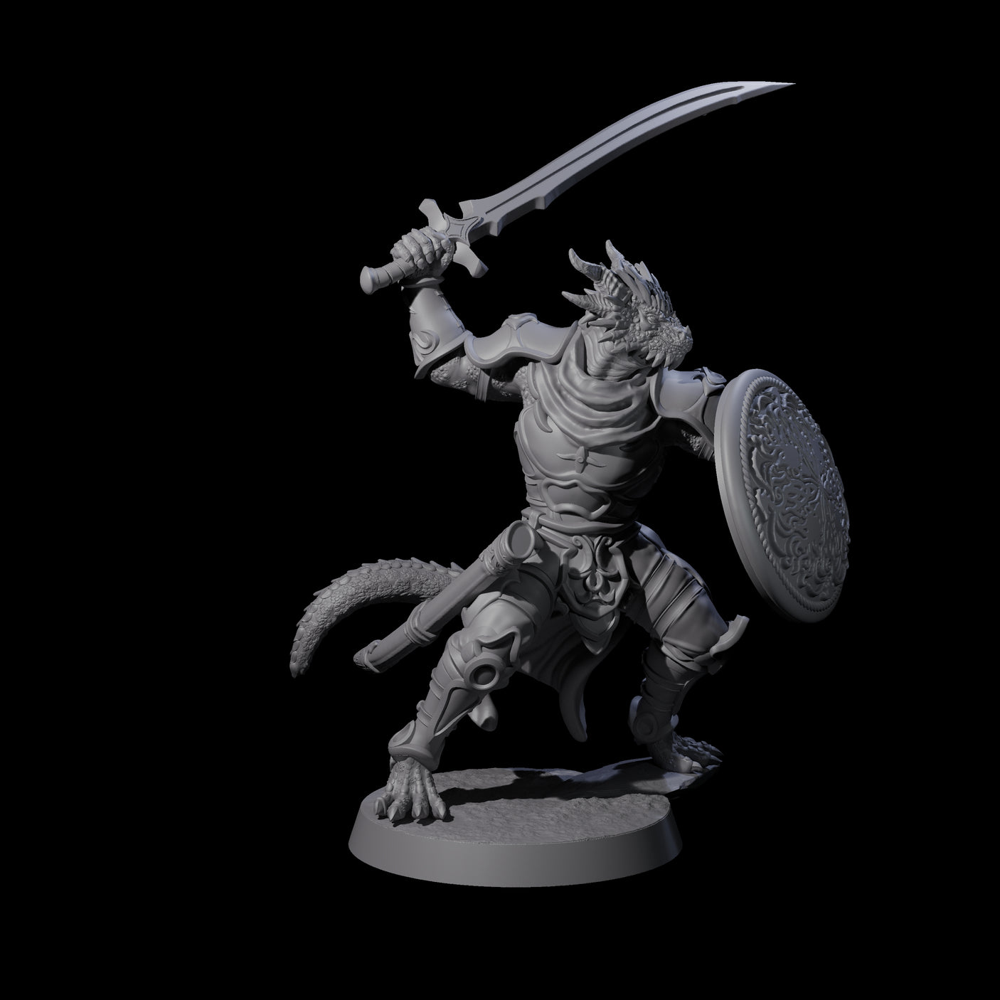 Swinging Dragonborn Flameblade A Miniature for Dungeons and Dragons, Pathfinder or other TTRPGs