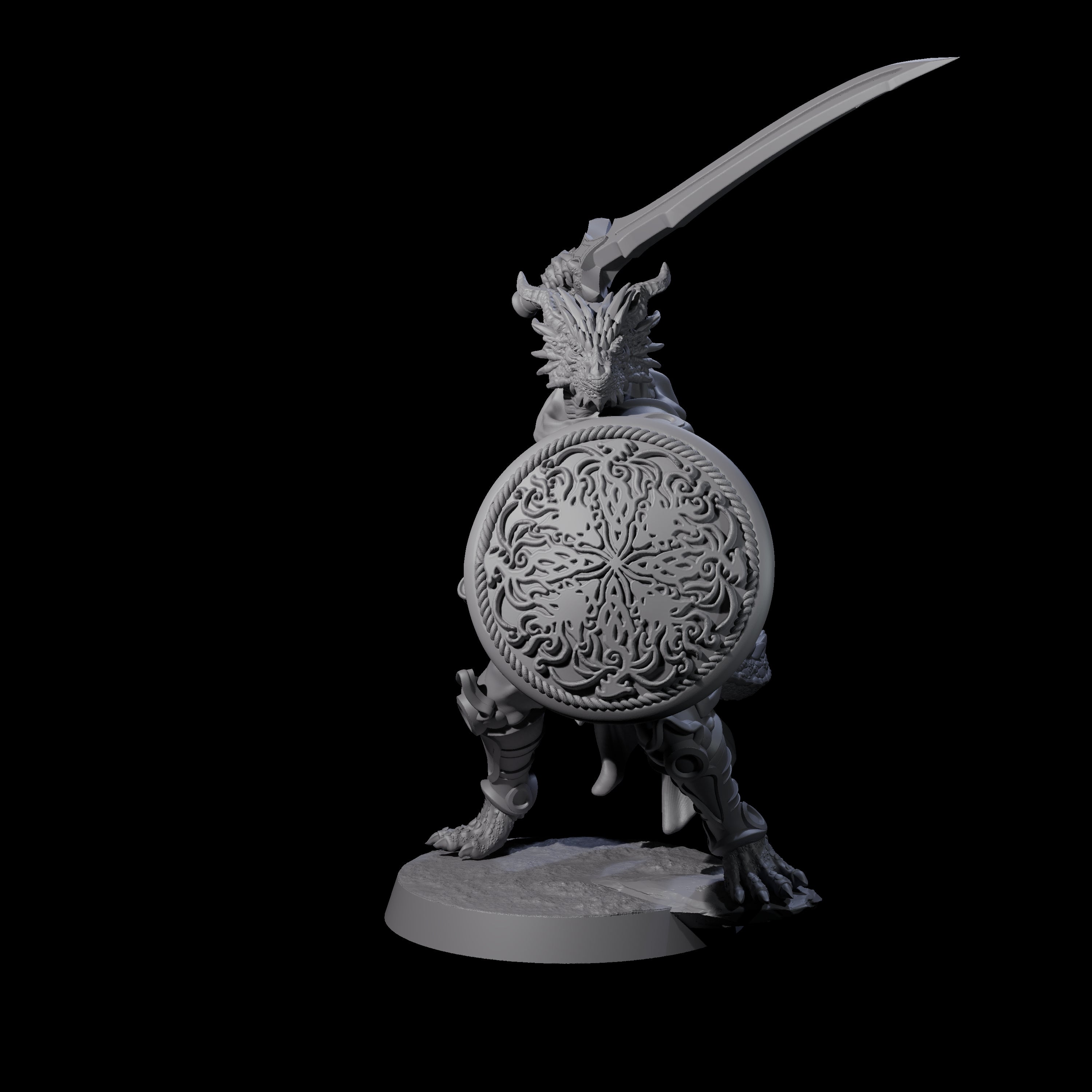 Swinging Dragonborn Flameblade A Miniature for Dungeons and Dragons, Pathfinder or other TTRPGs