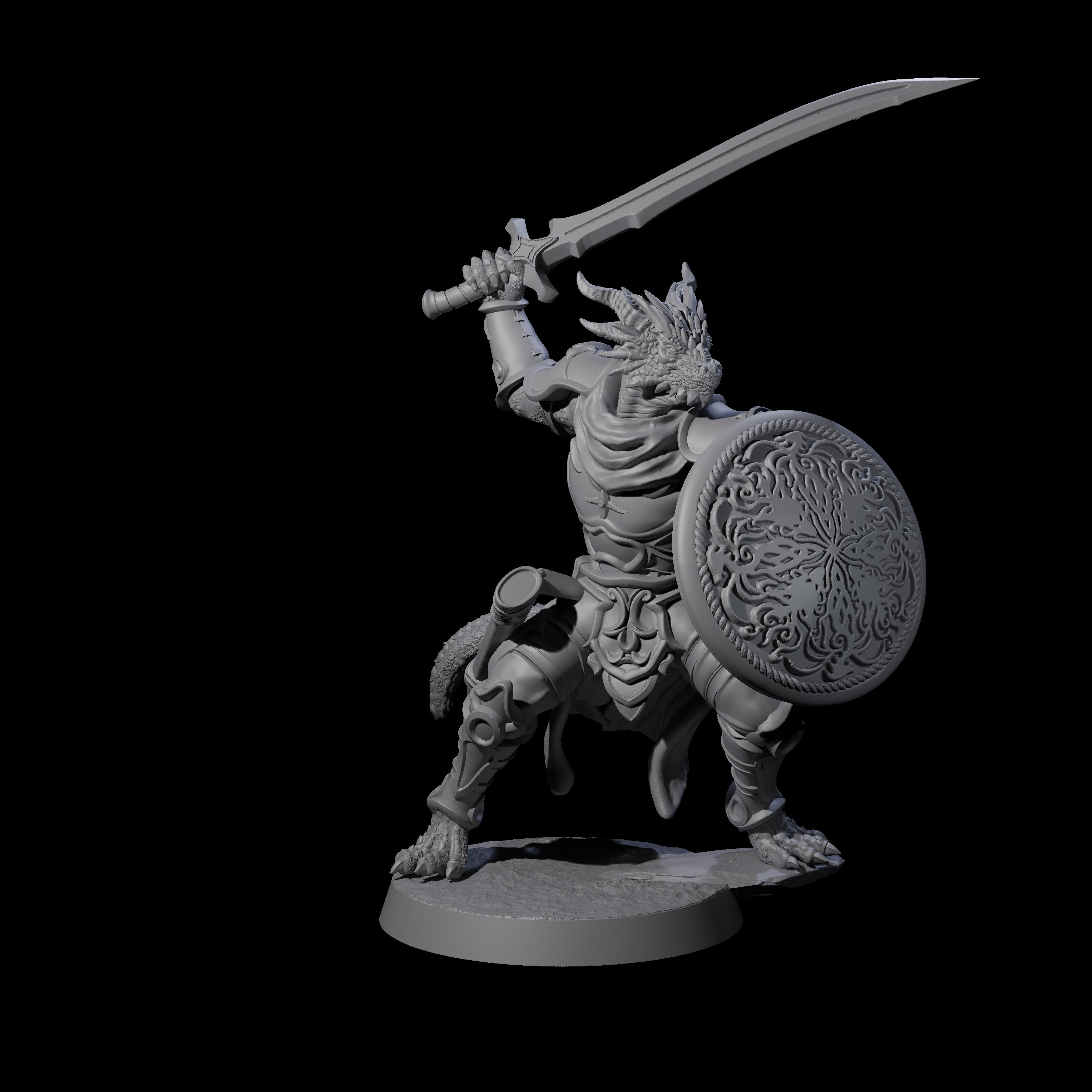 Swinging Dragonborn Flameblade A Miniature for Dungeons and Dragons, Pathfinder or other TTRPGs