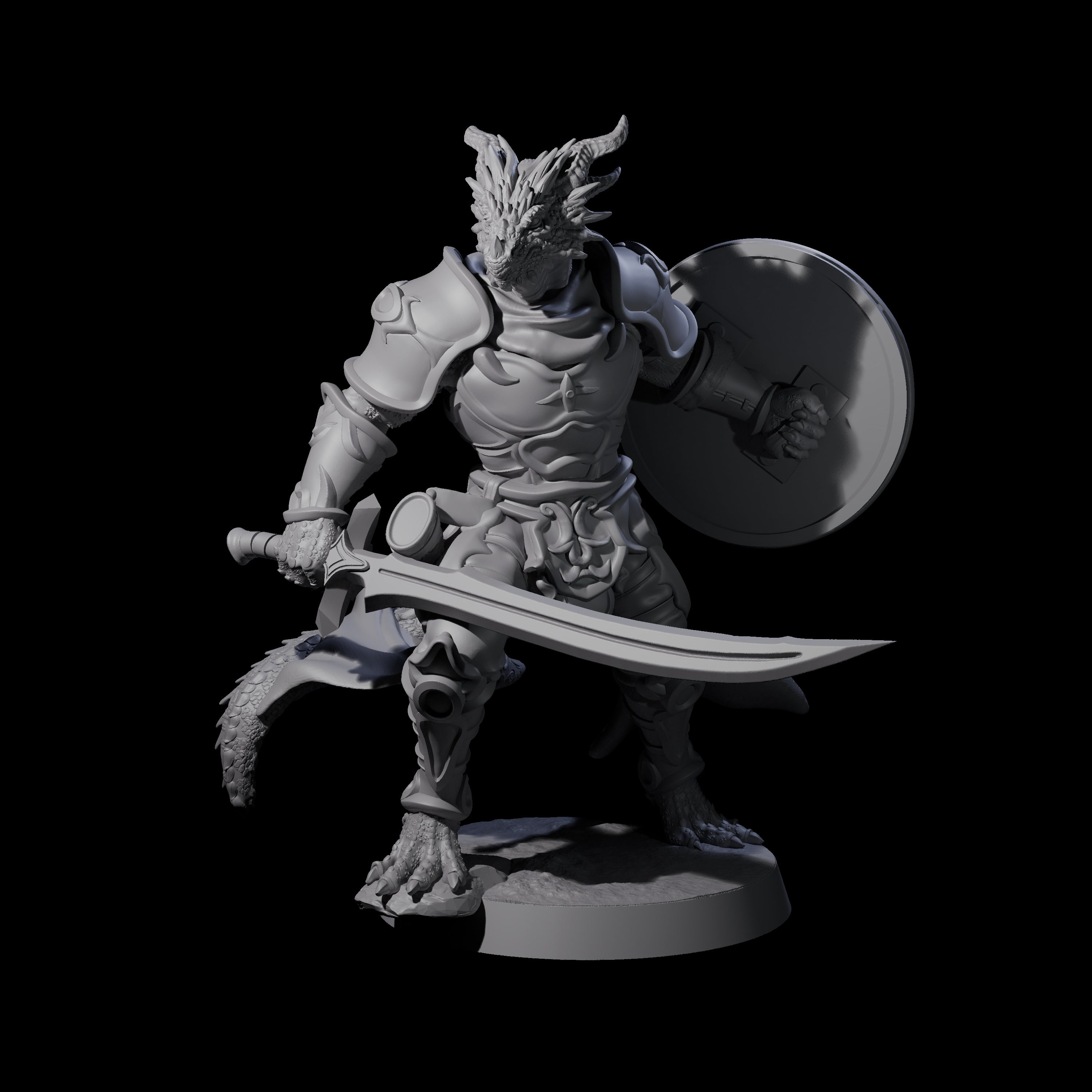 Swinging Dragonborn Flameblade B Miniature for Dungeons and Dragons, Pathfinder or other TTRPGs